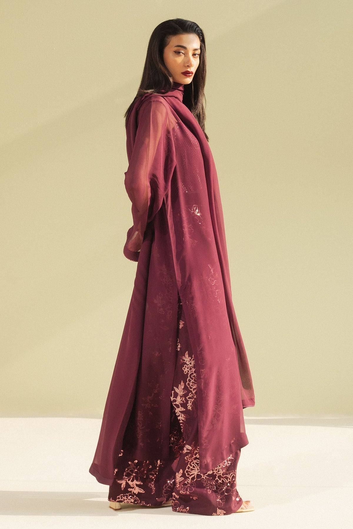 Zara Shahjahan | Festive Wear 25 | ZR25F0110 L Wine Georgette chiffon