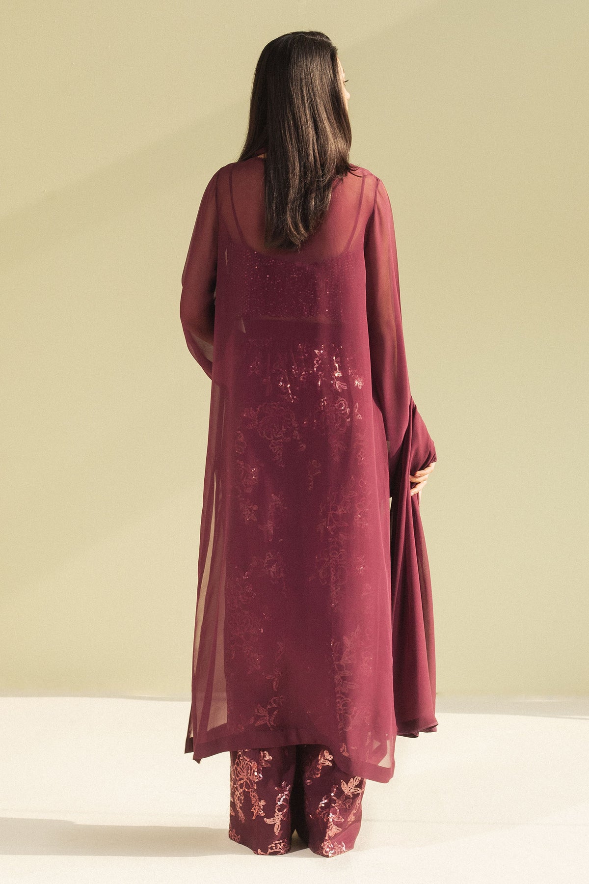 Zara Shahjahan | Festive Wear 25 | ZR25F0110 S Wine Georgette chiffon