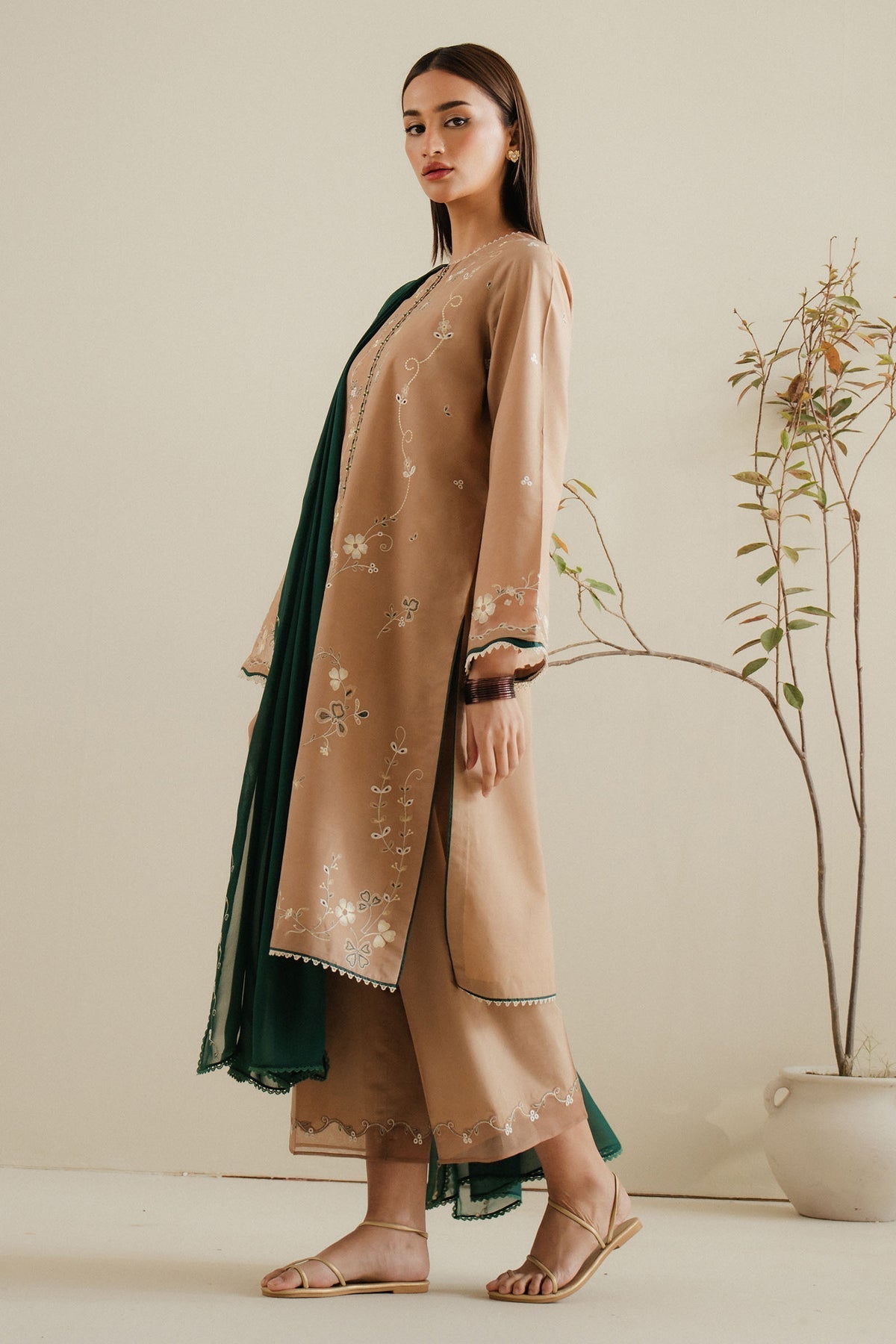 Zara Shahjahan | Pret Wear | CR25P0104 S Brown Cambric