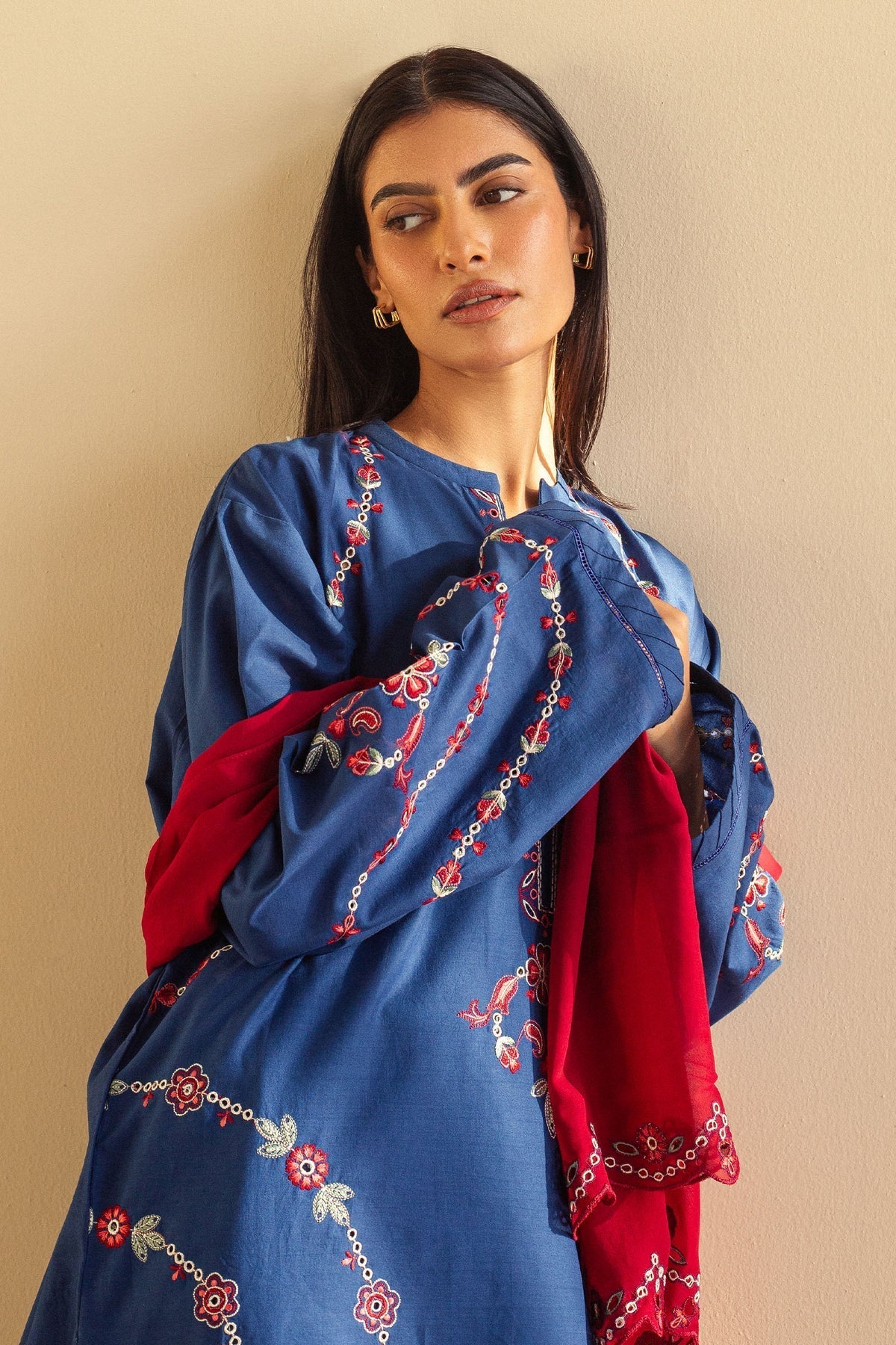 Zara Shahjahan | Pret Wear | CR25P0105 M Navy Cambric