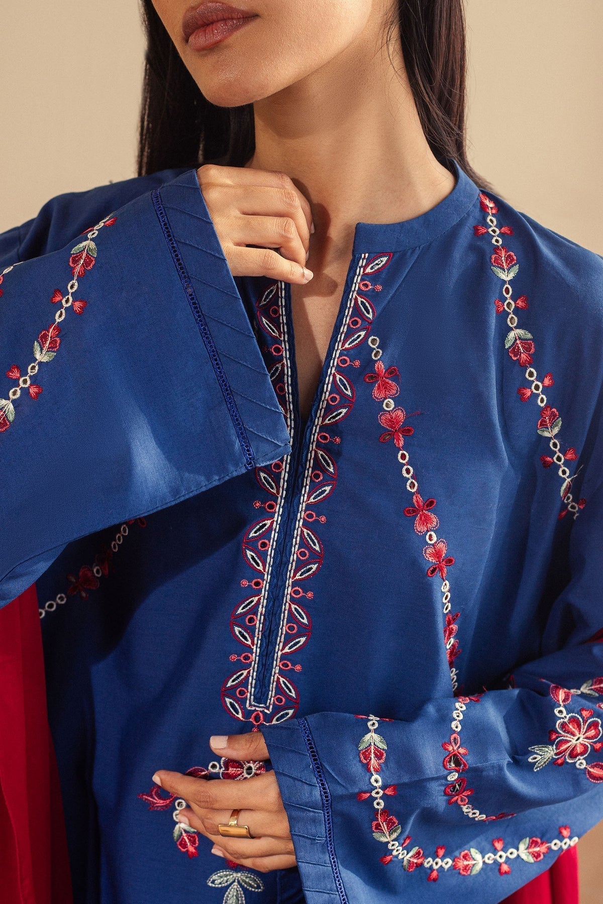 Zara Shahjahan | Pret Wear | CR25P0105 L Navy Cambric