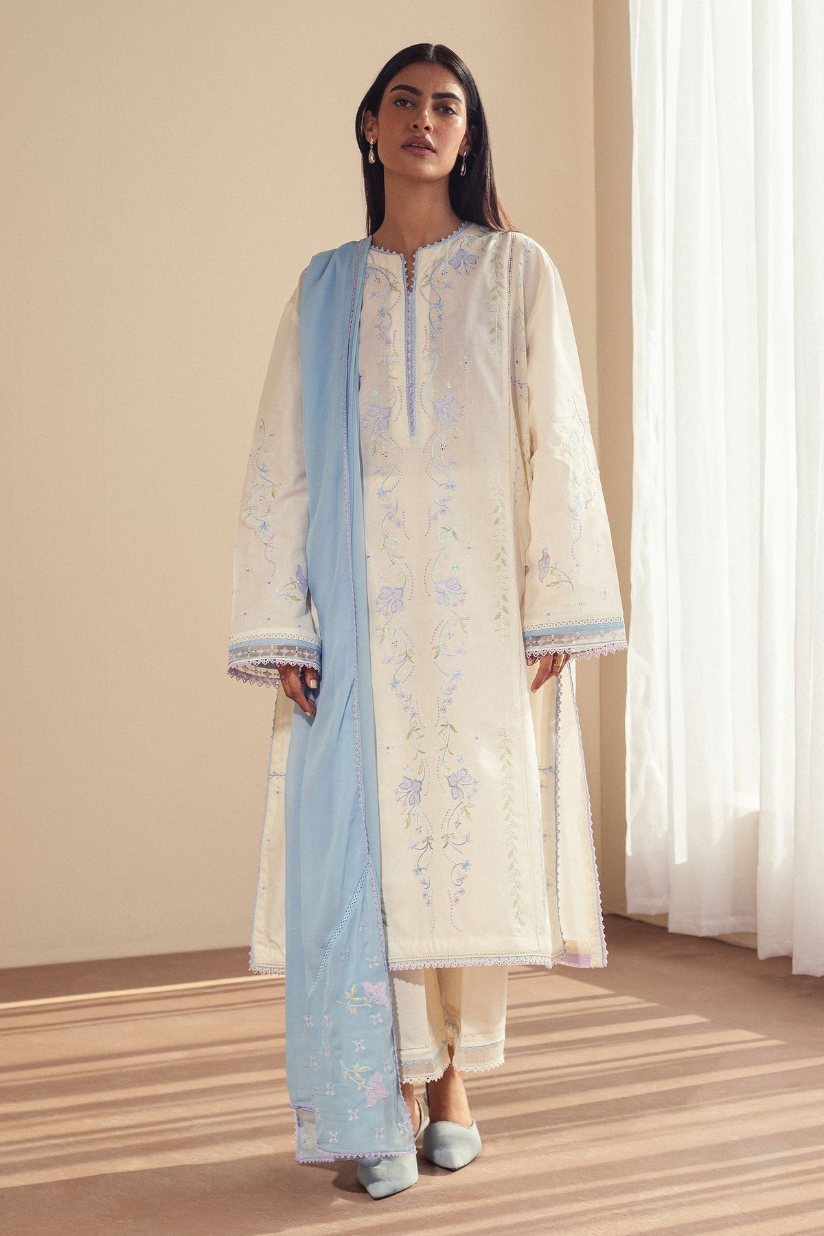 Zara Shahjahan | Pret Wear | CR25P0108 XS White Cambric