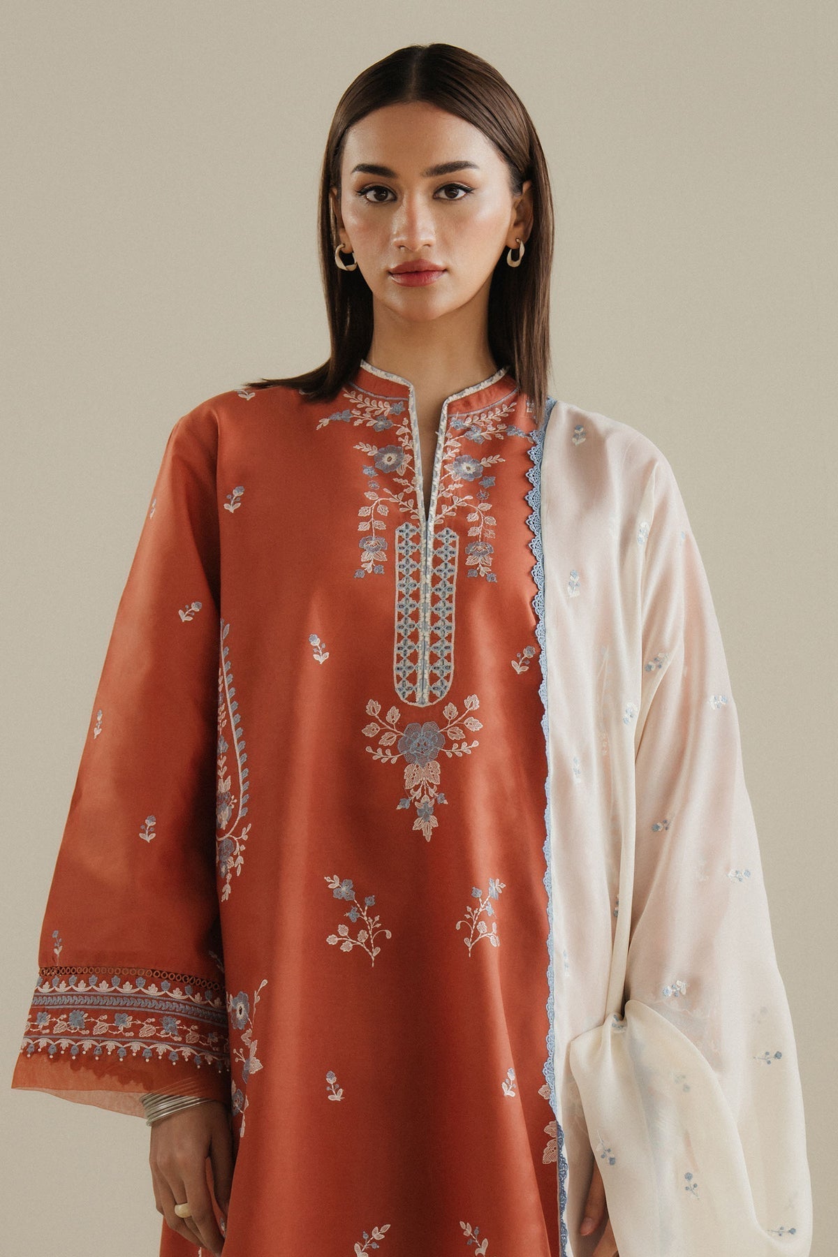 Zara Shahjahan | Pret Wear | CR25P0101 M Rust Cambric