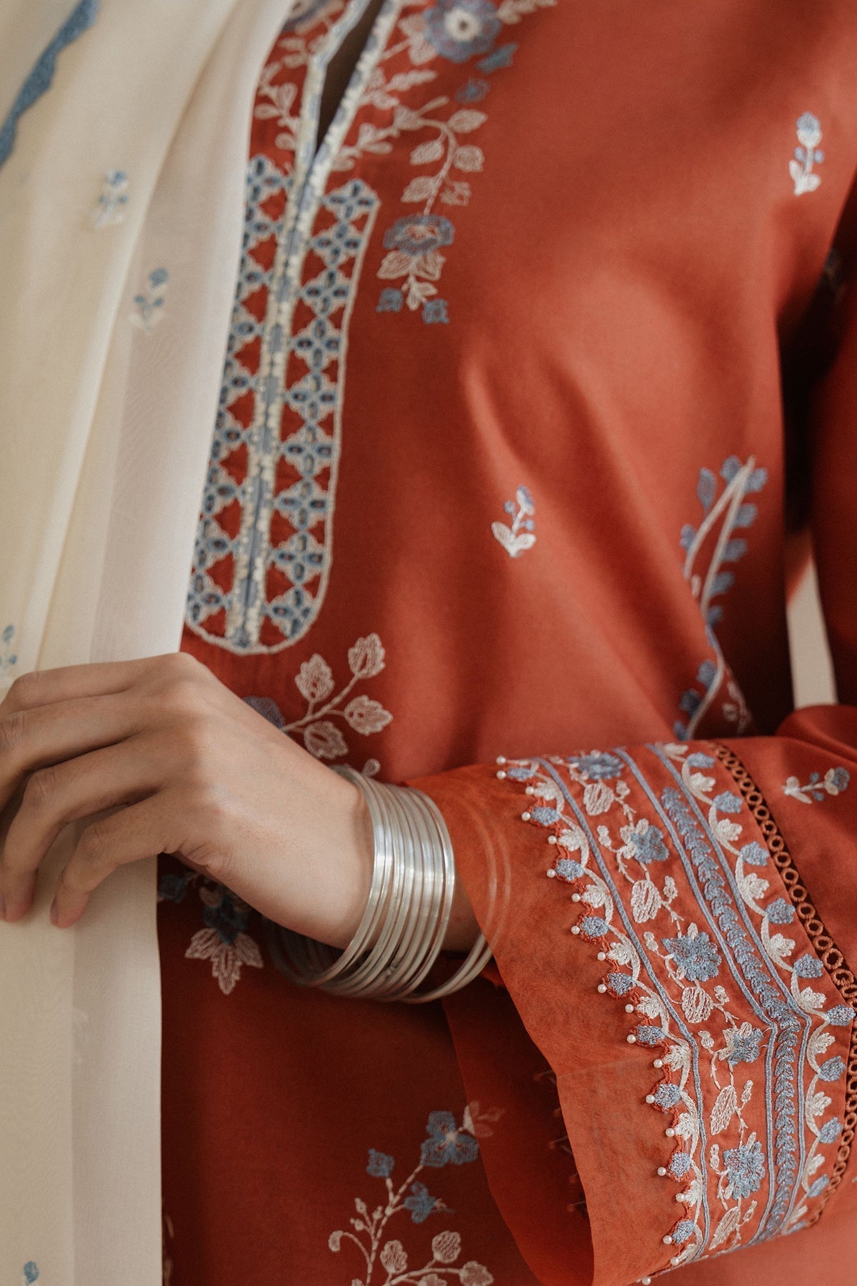 Zara Shahjahan | Pret Wear | CR25P0101 L Rust Cambric