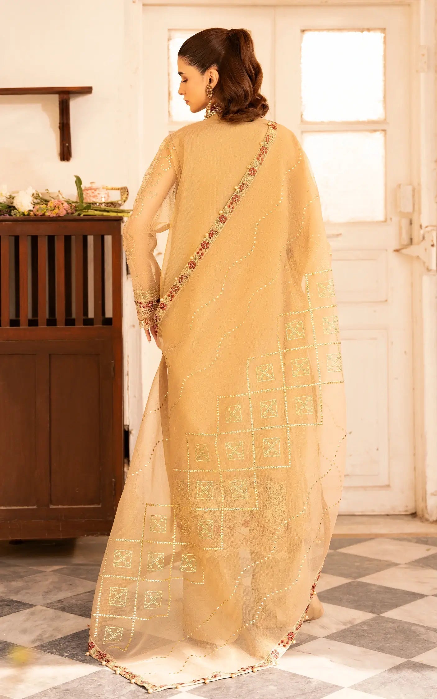 Asifa and Nabeel | Sunehri Eid 25 | Zareen-(SEF25-06) S Beige Net