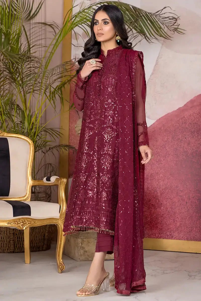 Zarif | Afreen Formals | ZA 04 MULBERRY - Pakistani Designer Dress - by Zarif | Type: Formal - 100% Original at Saira Sultan