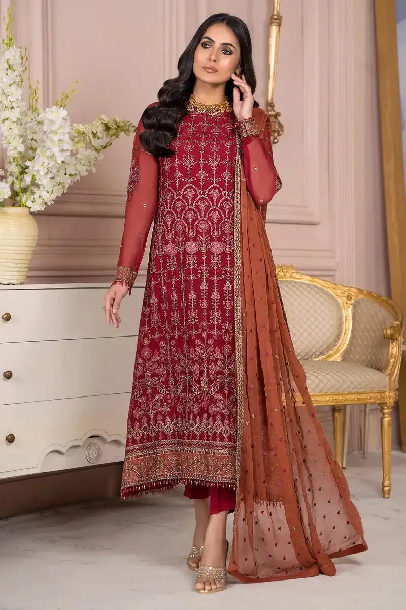 Zarif | Afreen Formals | ZA 08 GARNET - Pakistani Designer Dress - by Zarif | Type: Formal - 100% Original at Saira Sultan