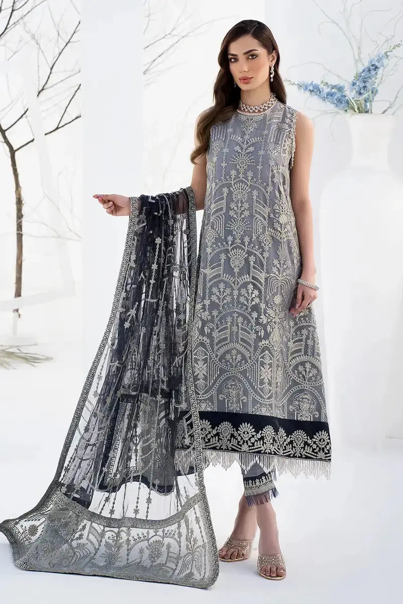 Zarif | LA CELESTE LUXURY Formals | ZLC 05 ASH GREY - Pakistani Designer Dress - by Zarif | Type: Formal - 100% Original at Saira Sultan