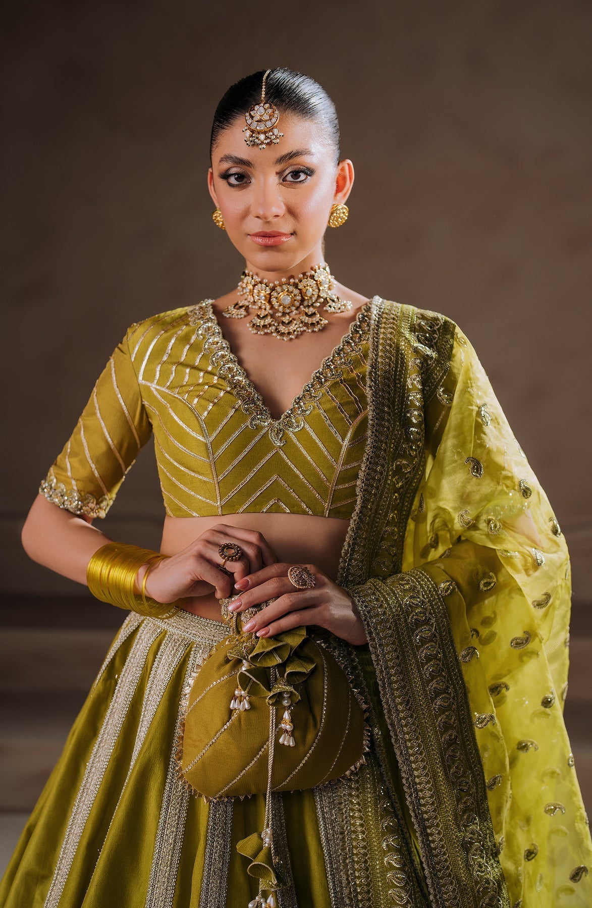 Zevk | Malika Jaan Bridals | UMRAO JAAN M Parrot Green Tusel Silk