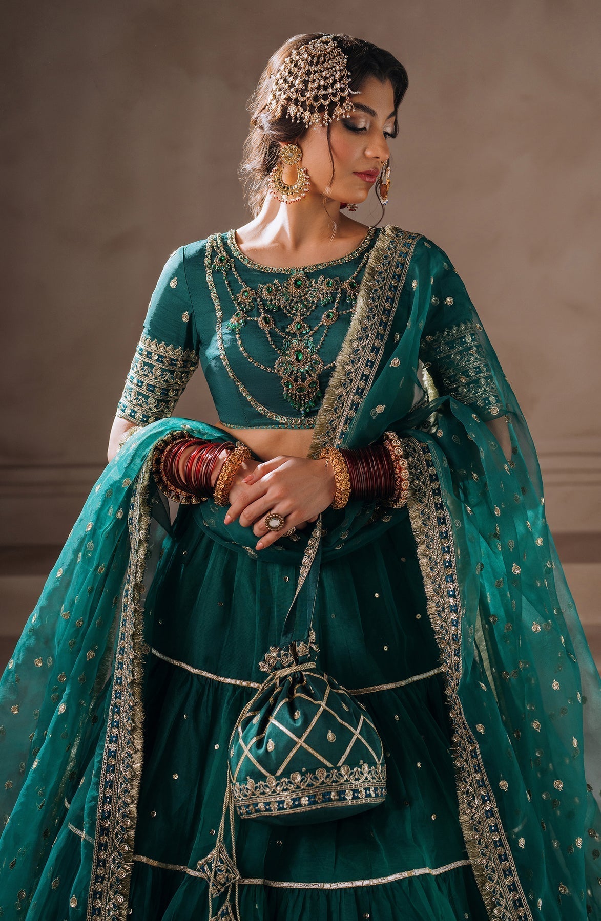 Zevk | Malika Jaan Bridals | NOOR-E-JAAN M Sea Green Tusel Silk