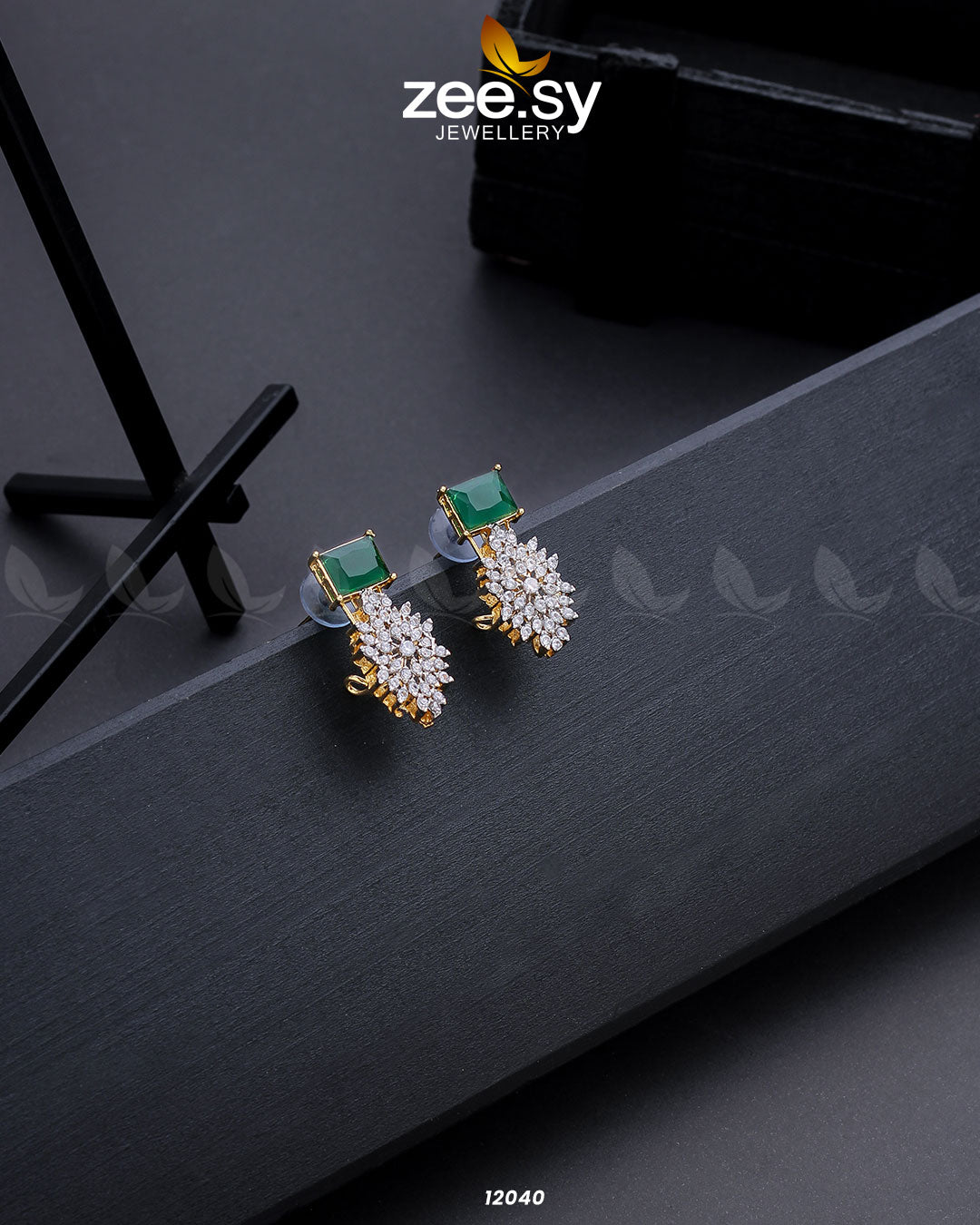 Zircon Cluster Earrings Green