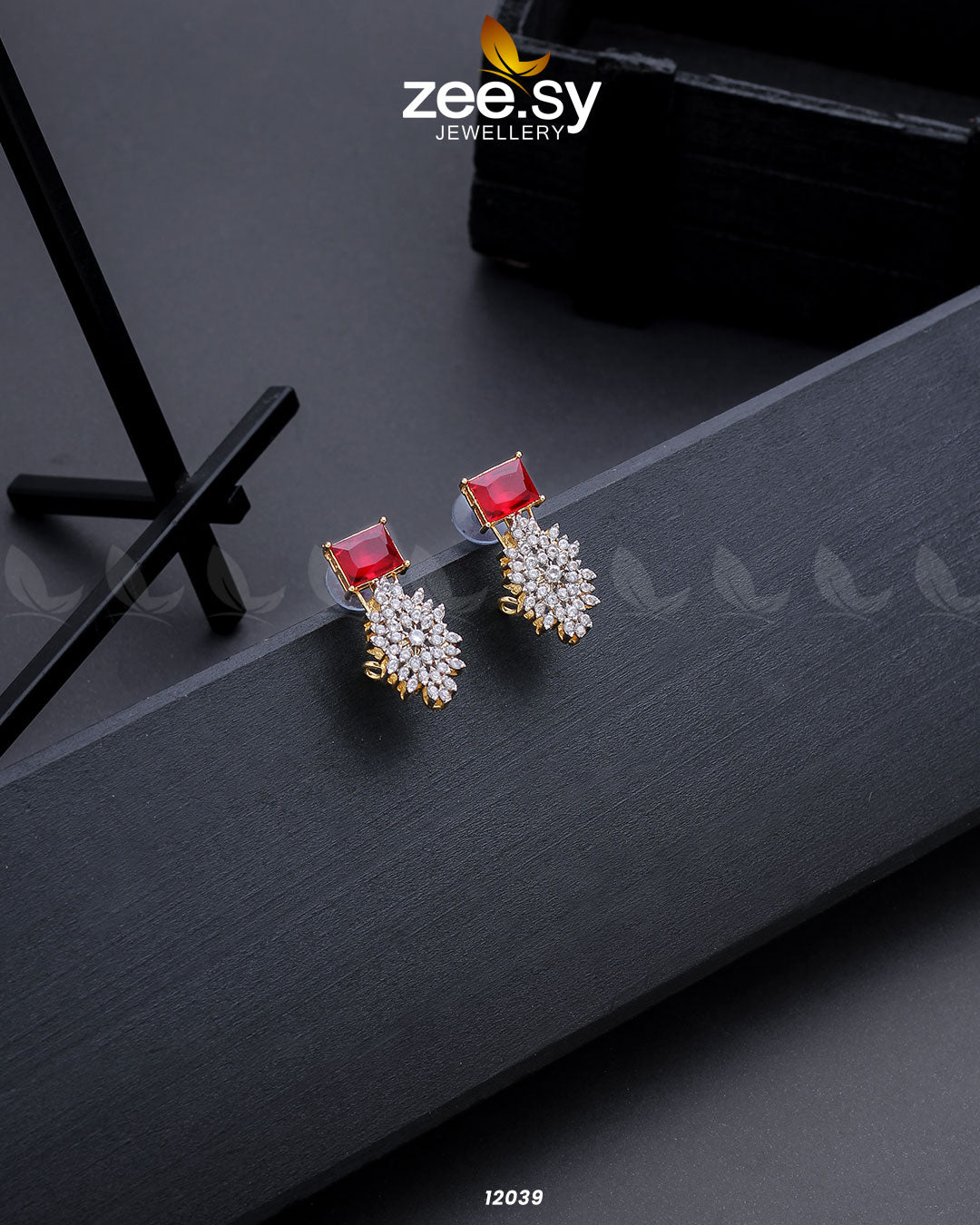 Zircon Cluster Earrings Red