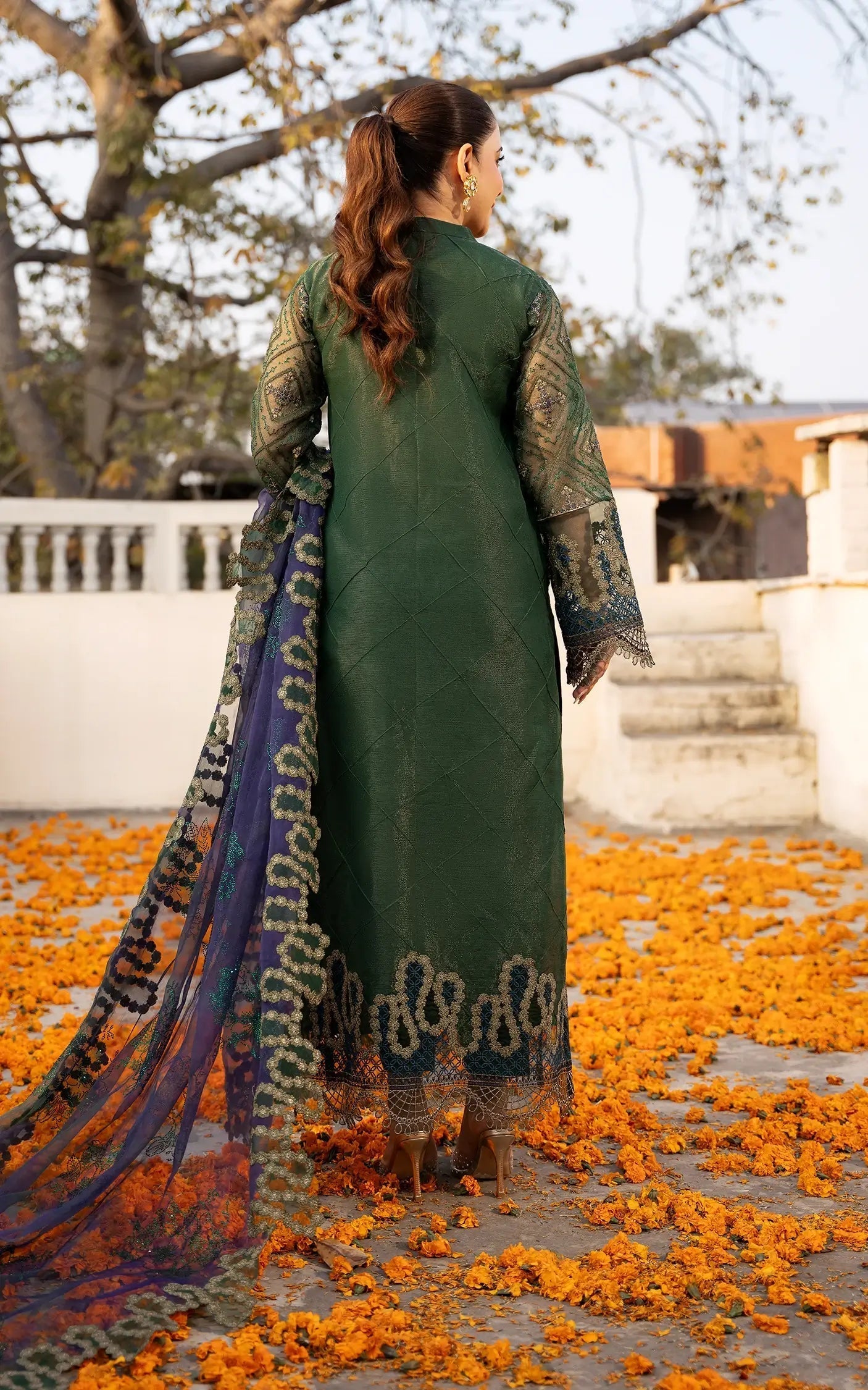 Asifa and Nabeel | Sunehri Eid 25 | Zohra-(SEF25-04) S Army Green Zari Net
