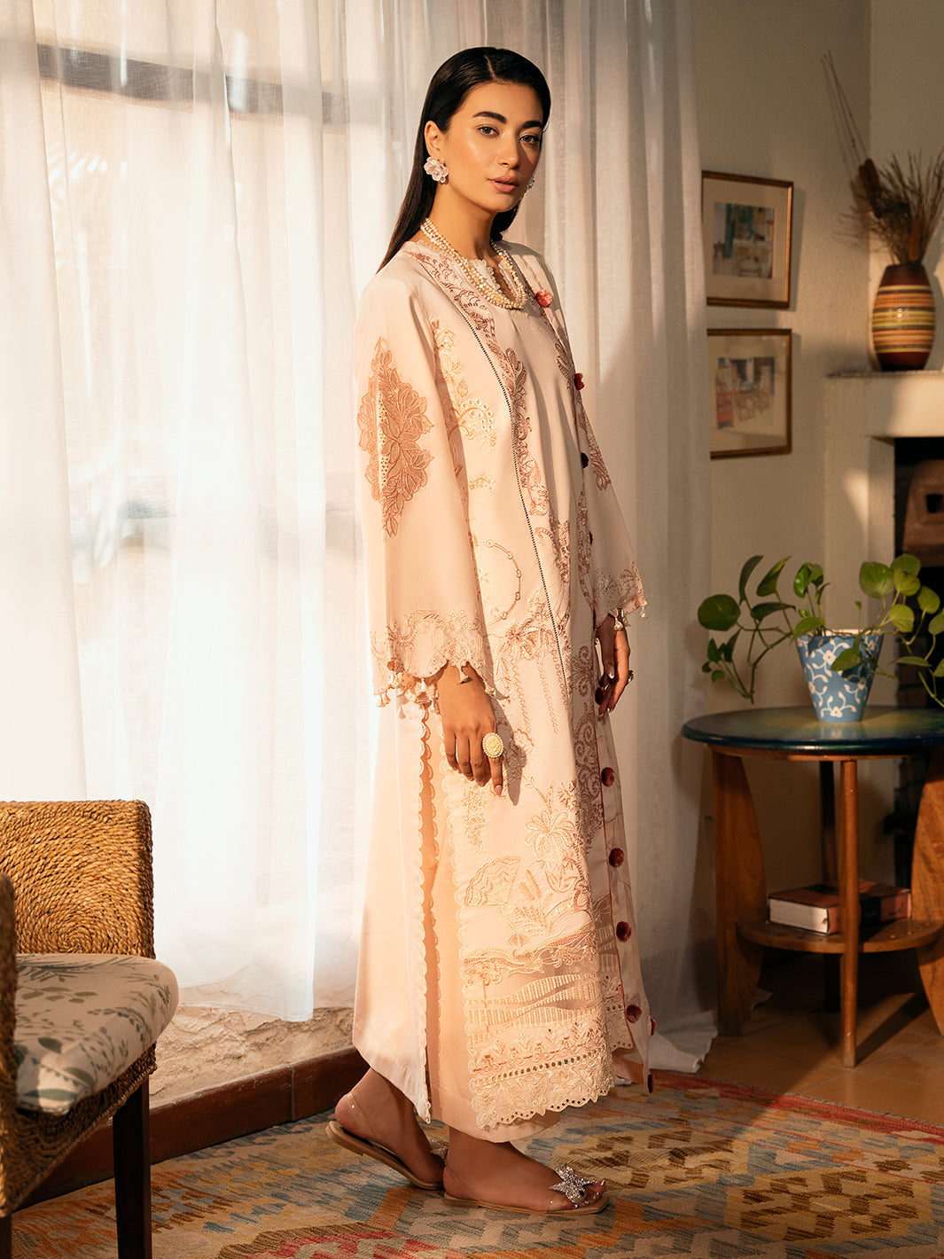 Izel | Dastak Luxury Lawn | AARZOO S Pale Peach Lawn