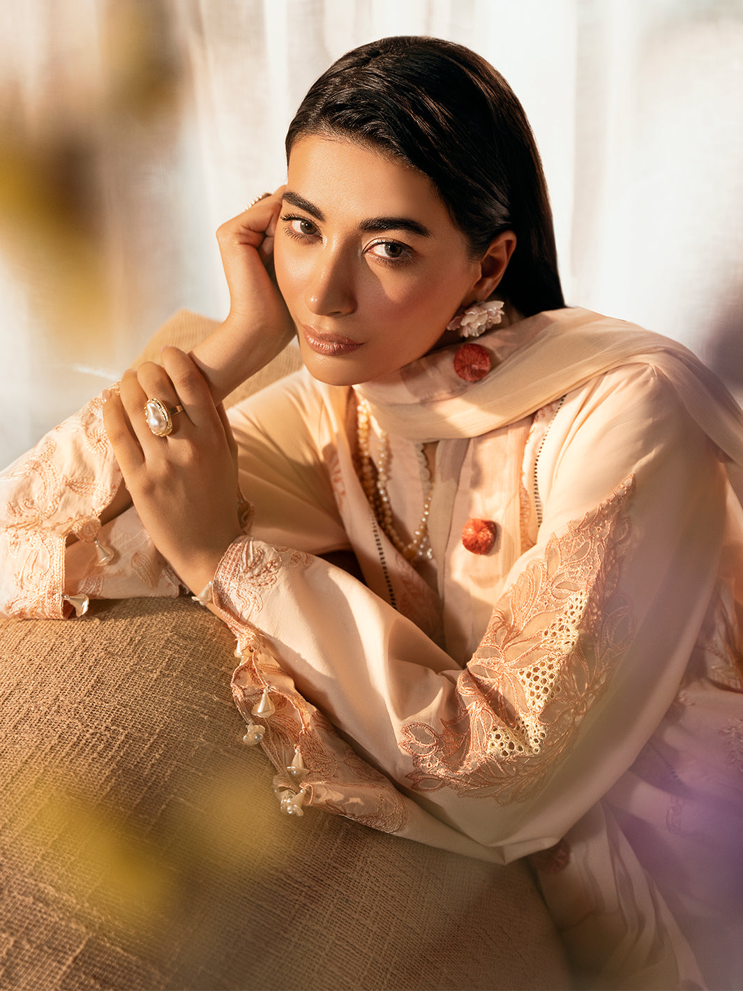 Izel | Dastak Luxury Lawn | AARZOO XL Pale Peach Lawn