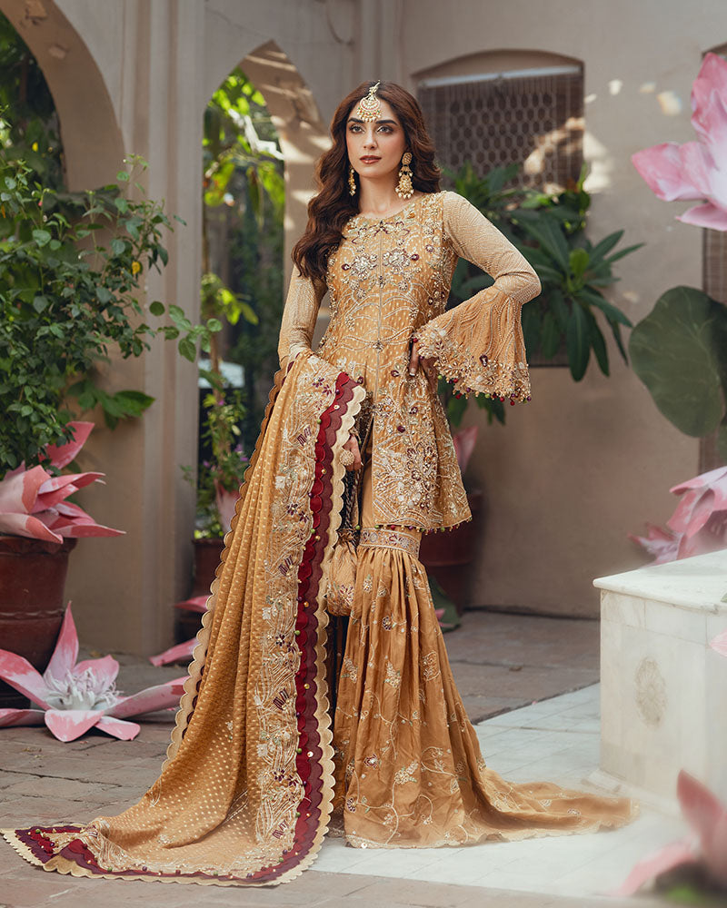Ain | Naulakha Wedding Festive 24 | AR-143 KESAR XS Mustard Yellow Chiffon
