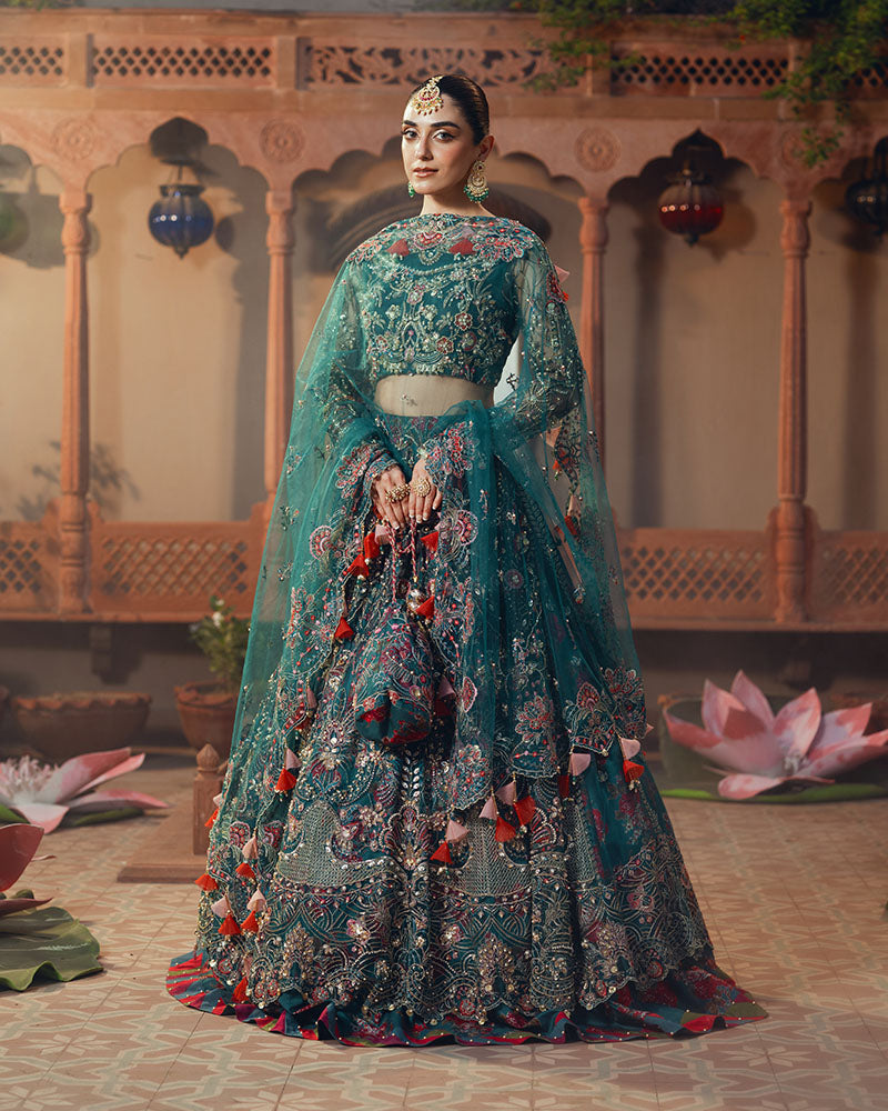Ain | Naulakha Wedding Festive 24 | AR-139 RUNG XS Emerald Green Net
