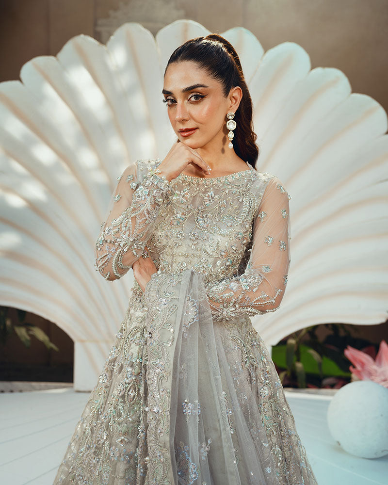 Ain | Naulakha Wedding Festive 24 | AR-138 CRYSTAL L Light Gray Net