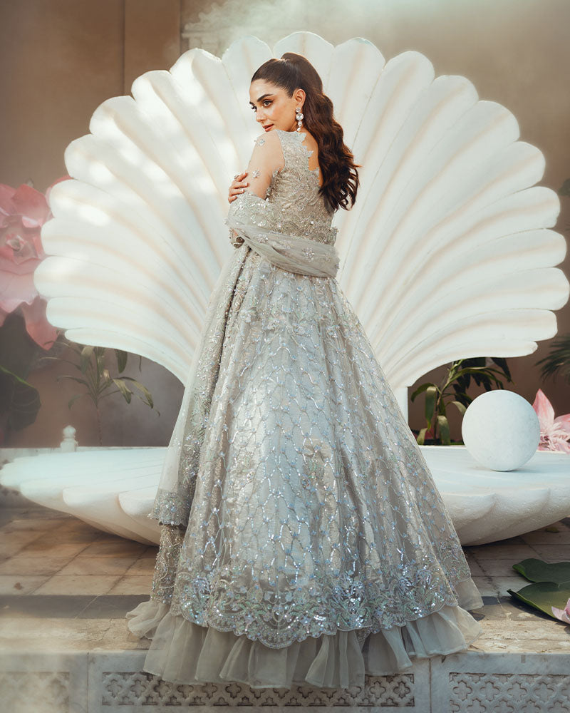 Ain | Naulakha Wedding Festive 24 | AR-138 CRYSTAL S Light Gray Net