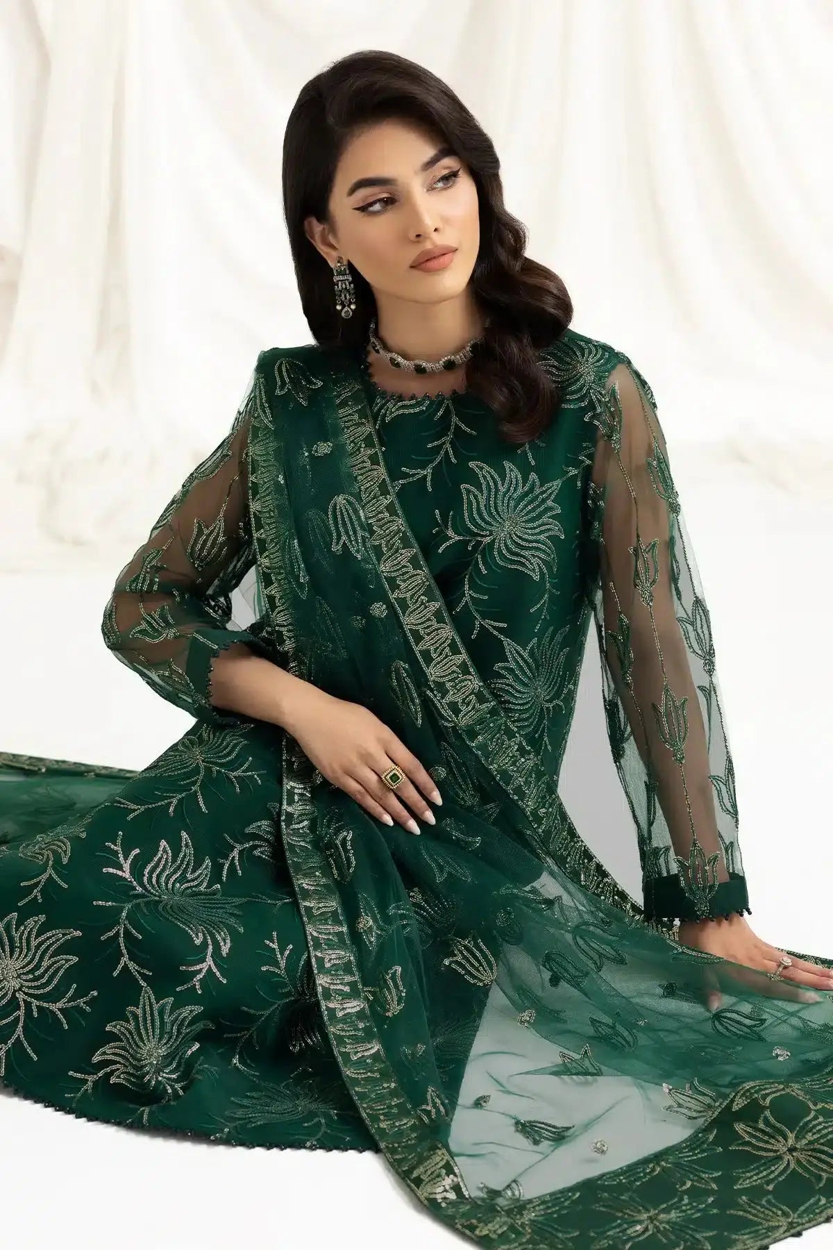 Alizeh | Dua Formals 23 | DUA-V02D05A-ELNAZ(GREEN) - Pakistani Designer Dress - by Alizeh | Type: Formal - 100% Original at Saira Sultan