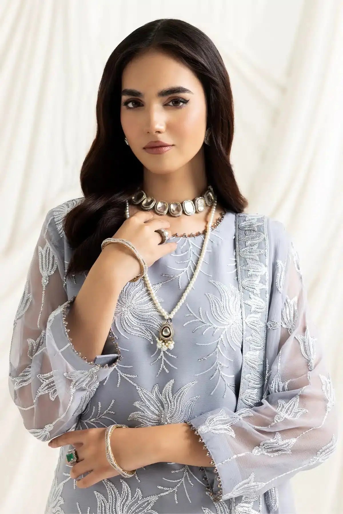 Alizeh | Dua Formals 23 | DUA-V02D05B-ELNAZ(GREY) - Pakistani Designer Dress - by Alizeh | Type: Formal - 100% Original at Saira Sultan