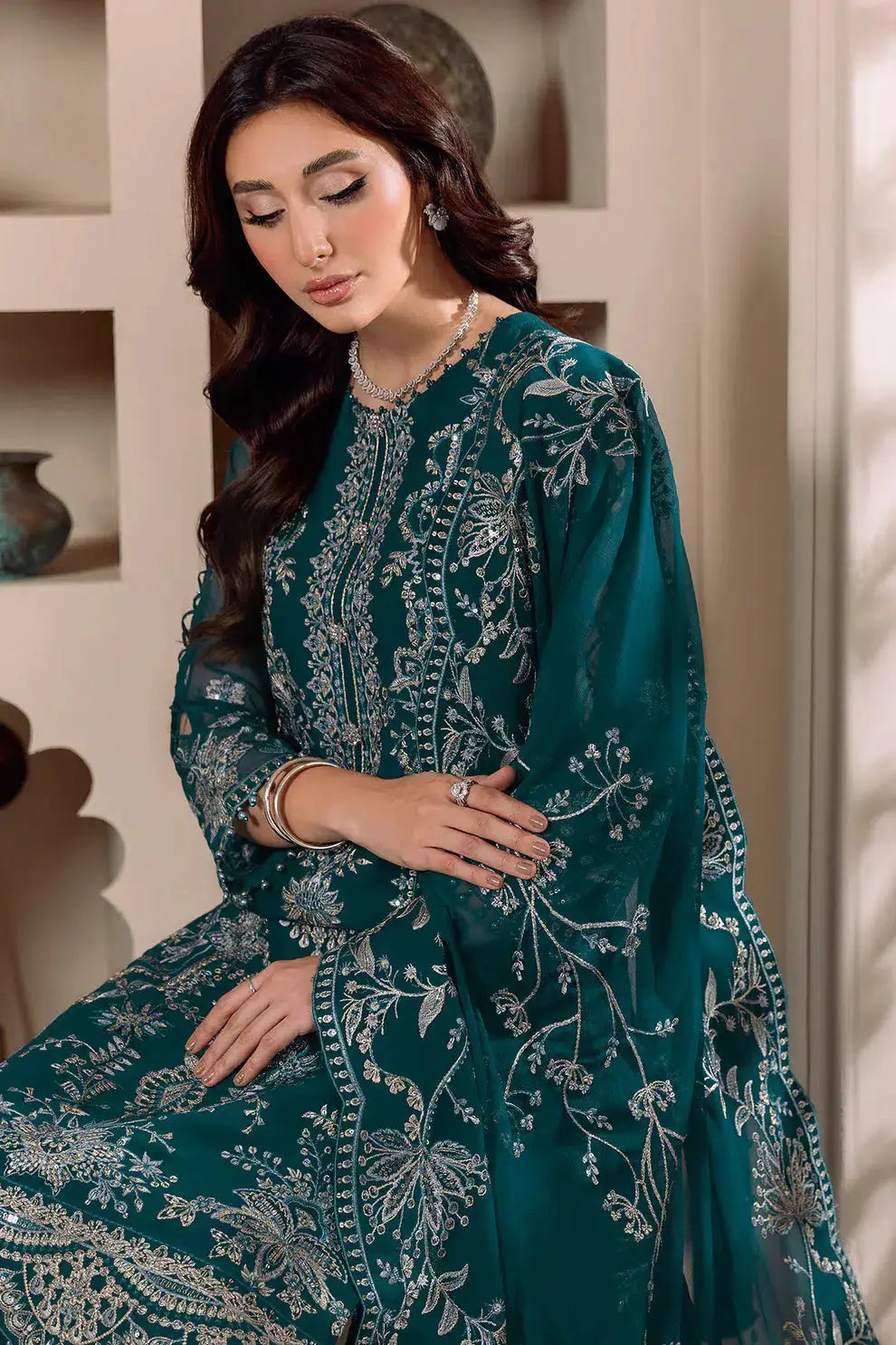 Alizeh | Dua Formals 23 | DUA-V01D02B- LYRA ( ZINC ) - Pakistani Designer Dress - by Alizeh | Type: Formal - 100% Original at Saira Sultan