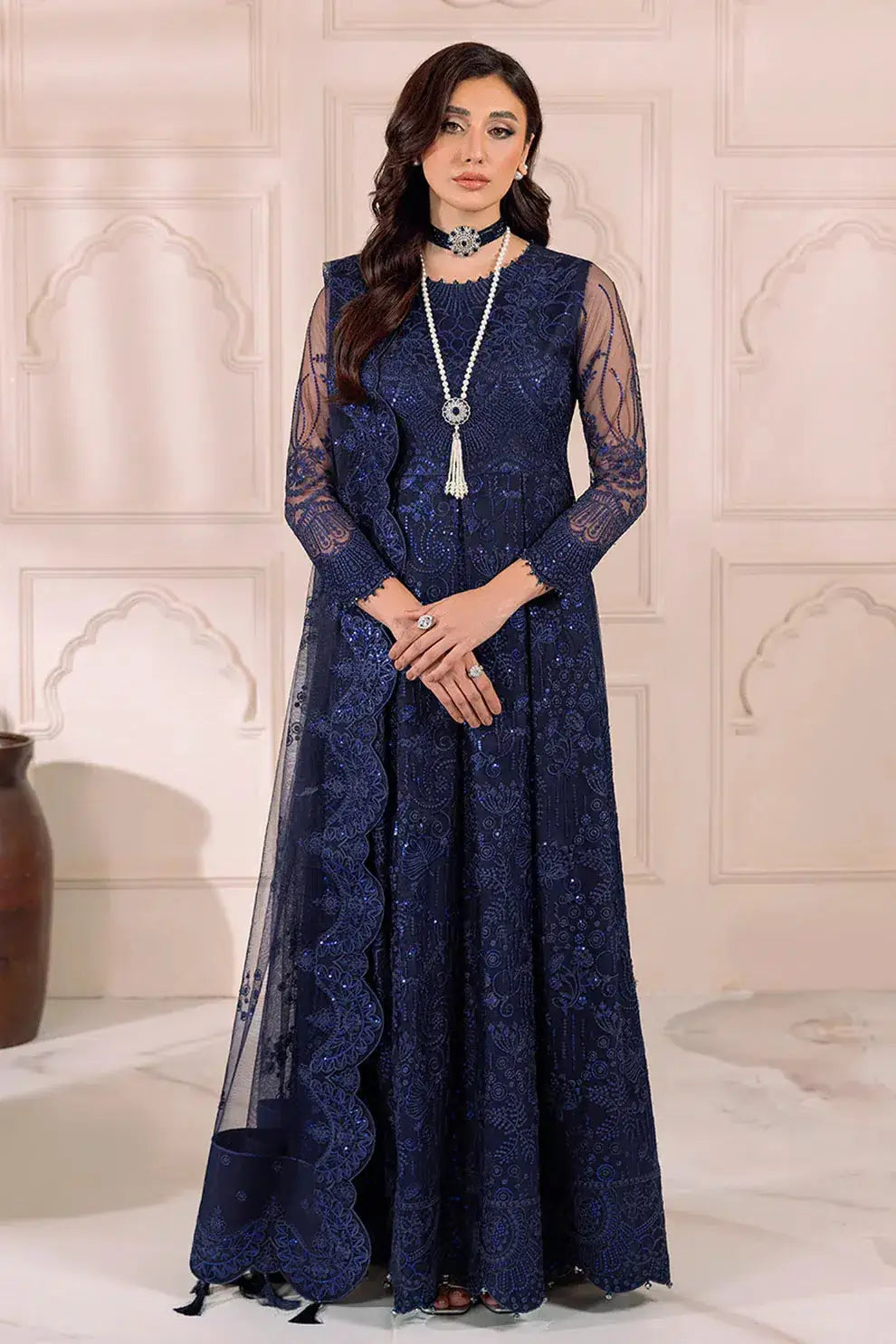 Alizeh | Dua Formals 23 | DUA-V01D01A- KHIRAD ( BLUE ) - Pakistani Designer Dress - by Alizeh | Type: Formal - 100% Original at Saira Sultan
