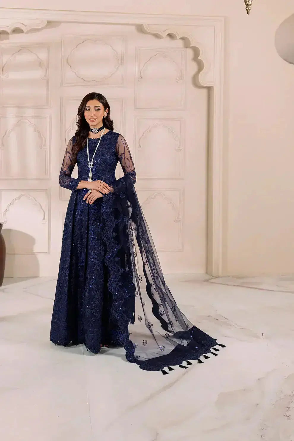 Alizeh | Dua Formals 23 | DUA-V01D01A- KHIRAD ( BLUE ) - Pakistani Designer Dress - by Alizeh | Type: Formal - 100% Original at Saira Sultan