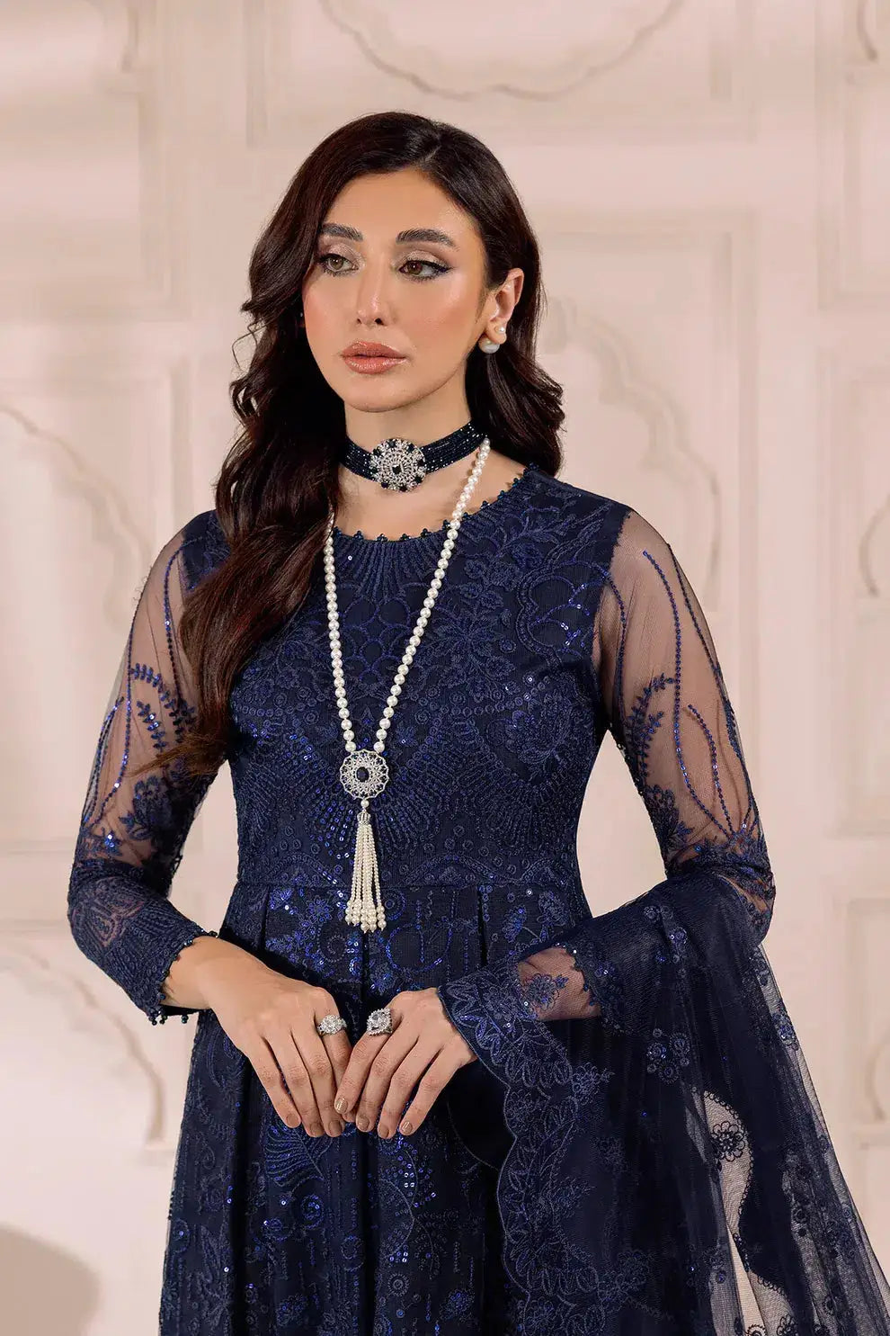Alizeh | Dua Formals 23 | DUA-V01D01A- KHIRAD ( BLUE ) - Pakistani Designer Dress - by Alizeh | Type: Formal - 100% Original at Saira Sultan