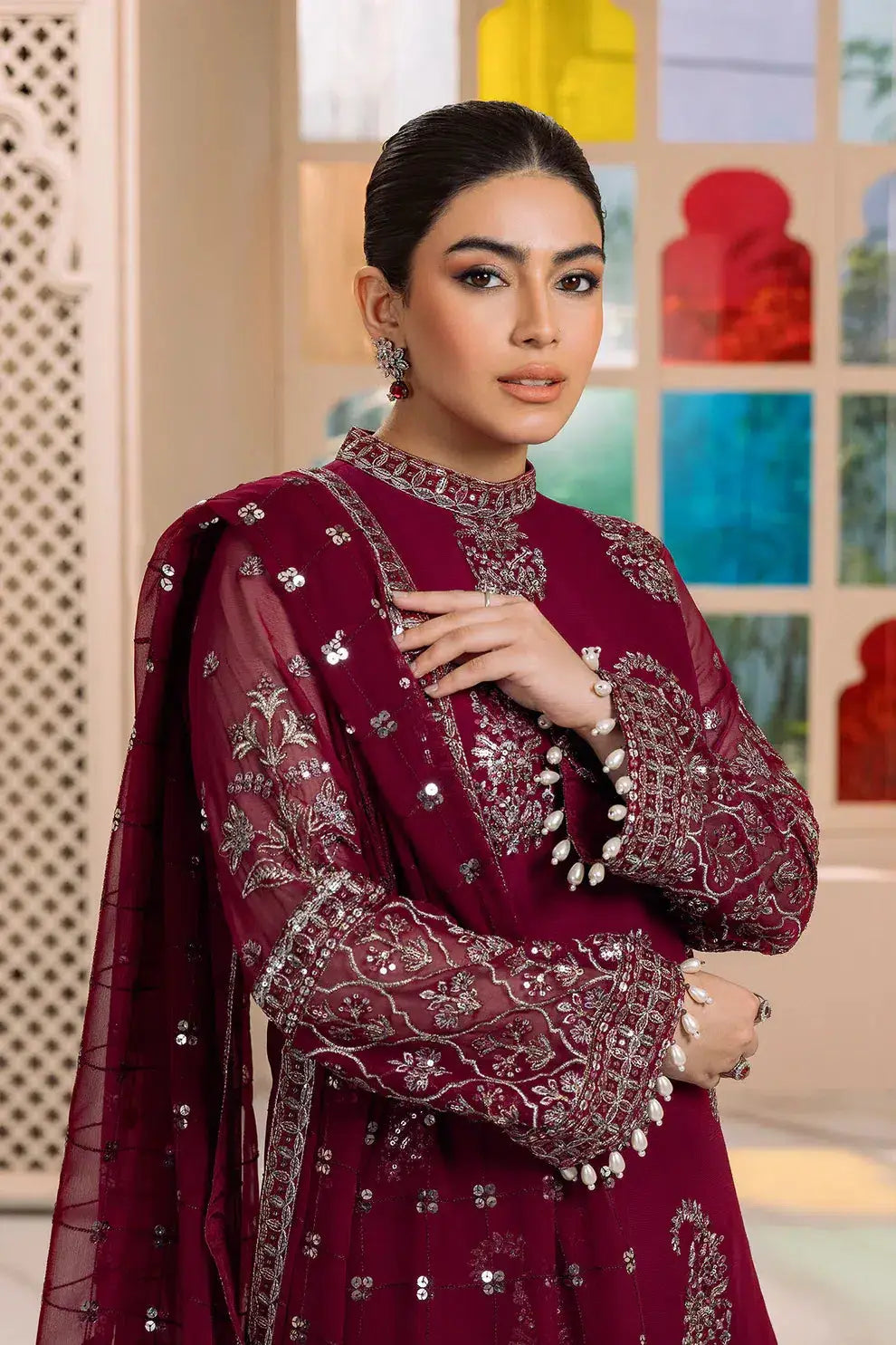 Alizeh | Dua Formals 23 | DUA-V01D06A- AMAYA ( MAGENTA ) - Pakistani Designer Dress - by Alizeh | Type: Formal - 100% Original at Saira Sultan