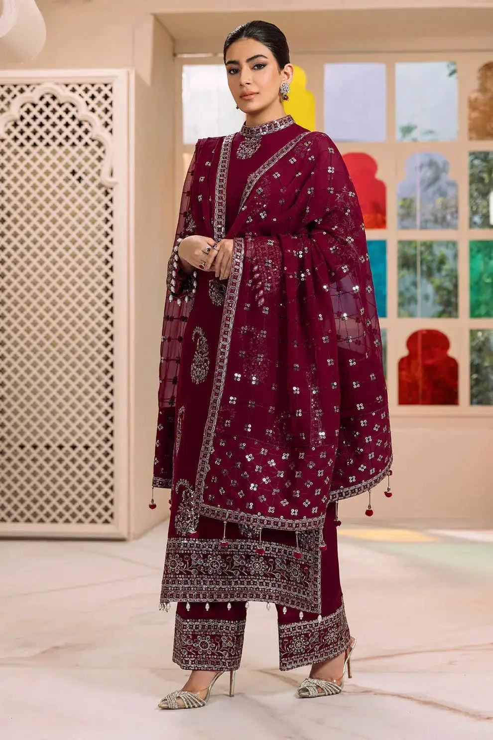 Alizeh | Dua Formals 23 | DUA-V01D06A- AMAYA ( MAGENTA ) - Pakistani Designer Dress - by Alizeh | Type: Formal - 100% Original at Saira Sultan