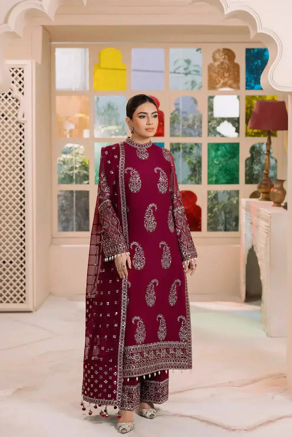 Alizeh | Dua Formals 23 | DUA-V01D06A- AMAYA ( MAGENTA ) - Pakistani Designer Dress - by Alizeh | Type: Formal - 100% Original at Saira Sultan