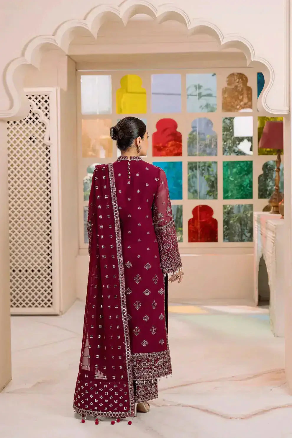 Alizeh | Dua Formals 23 | DUA-V01D06A- AMAYA ( MAGENTA ) - Pakistani Designer Dress - by Alizeh | Type: Formal - 100% Original at Saira Sultan