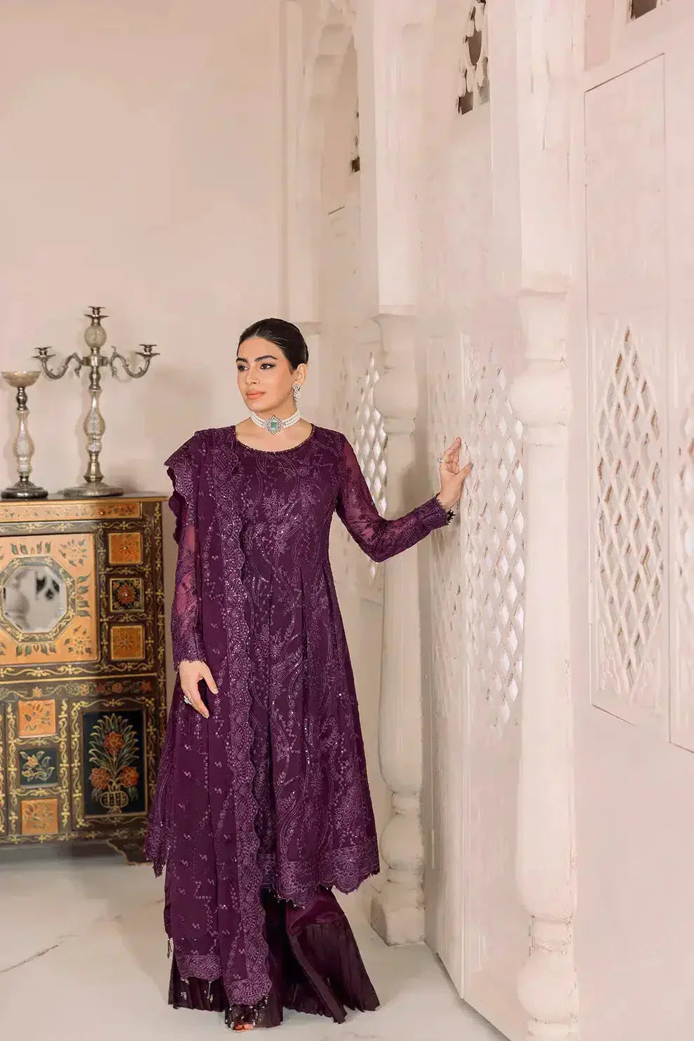 Alizeh | Dua Formals 23 | DUA-V01D03A- SYLVI ( PURPLE ) - Pakistani Designer Dress - by Alizeh | Type: Formal - 100% Original at Saira Sultan