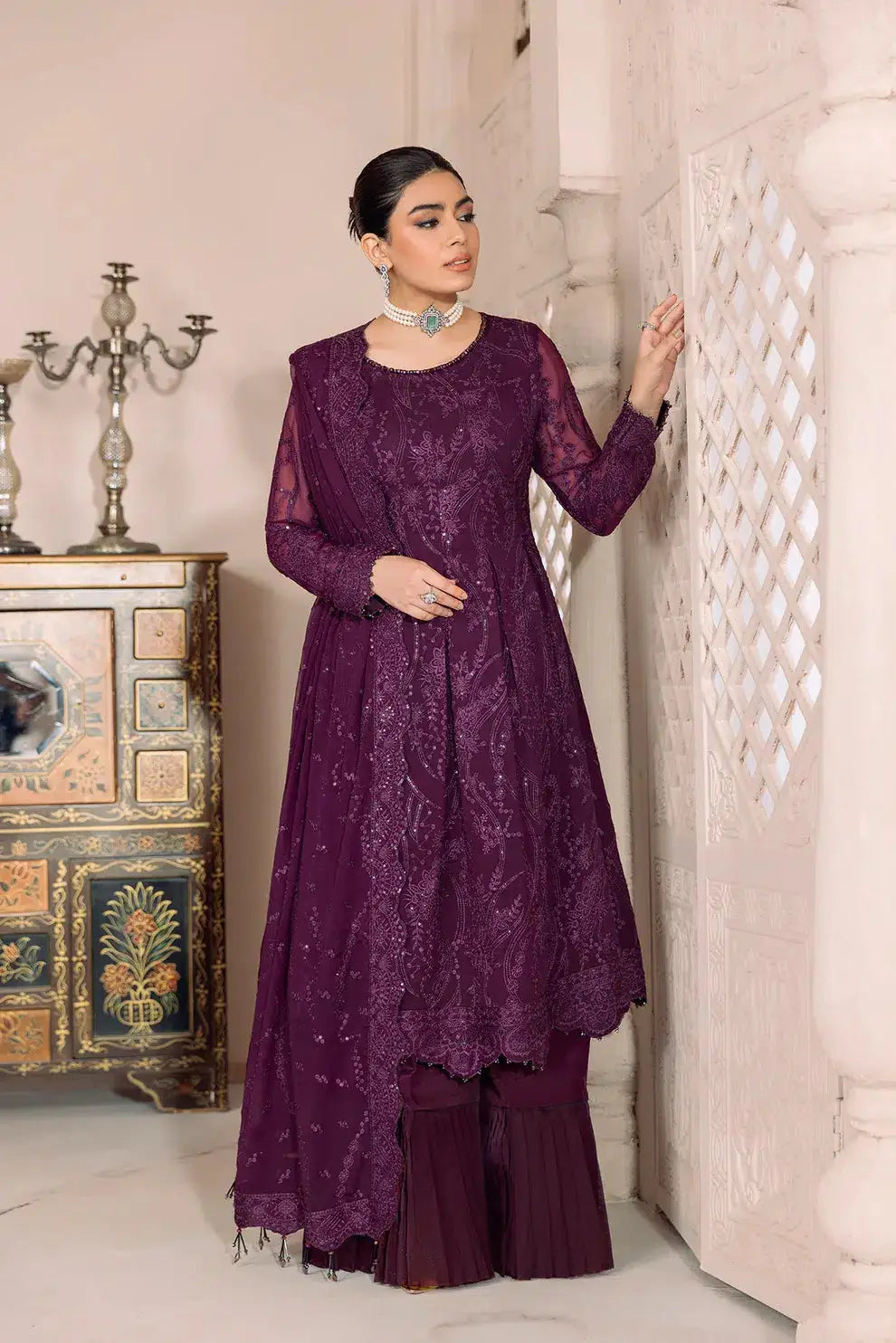 Alizeh | Dua Formals 23 | DUA-V01D03A- SYLVI ( PURPLE ) - Pakistani Designer Dress - by Alizeh | Type: Formal - 100% Original at Saira Sultan