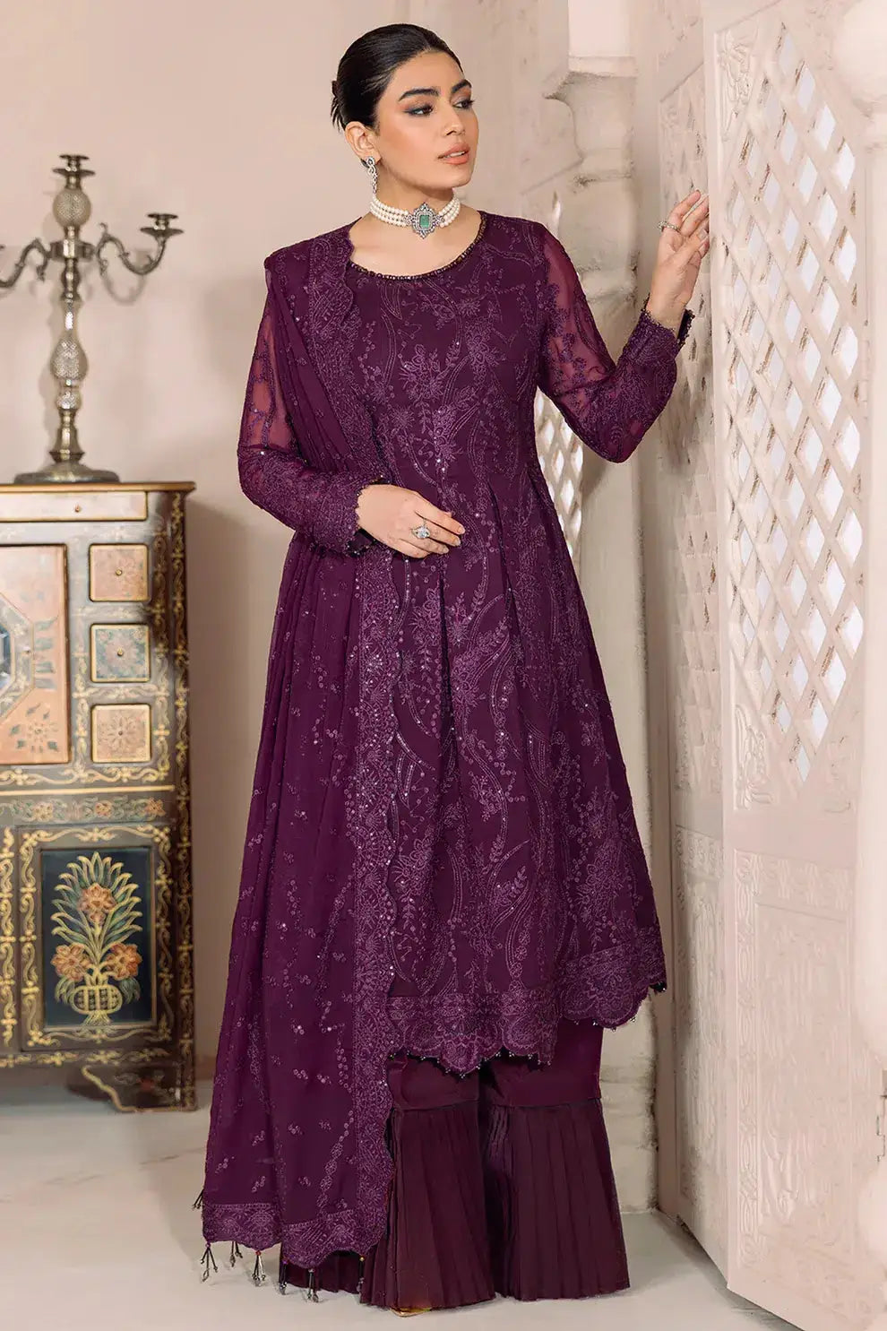 Alizeh | Dua Formals 23 | DUA-V01D03A- SYLVI ( PURPLE ) - Pakistani Designer Dress - by Alizeh | Type: Formal - 100% Original at Saira Sultan