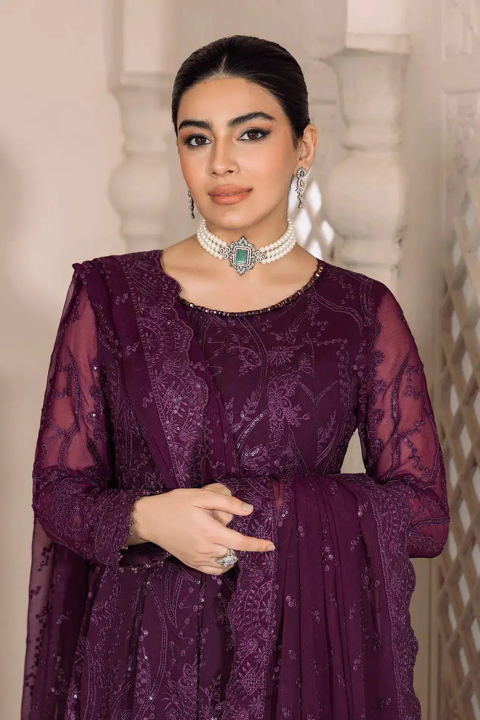 Alizeh | Dua Formals 23 | DUA-V01D03A- SYLVI ( PURPLE ) - Pakistani Designer Dress - by Alizeh | Type: Formal - 100% Original at Saira Sultan