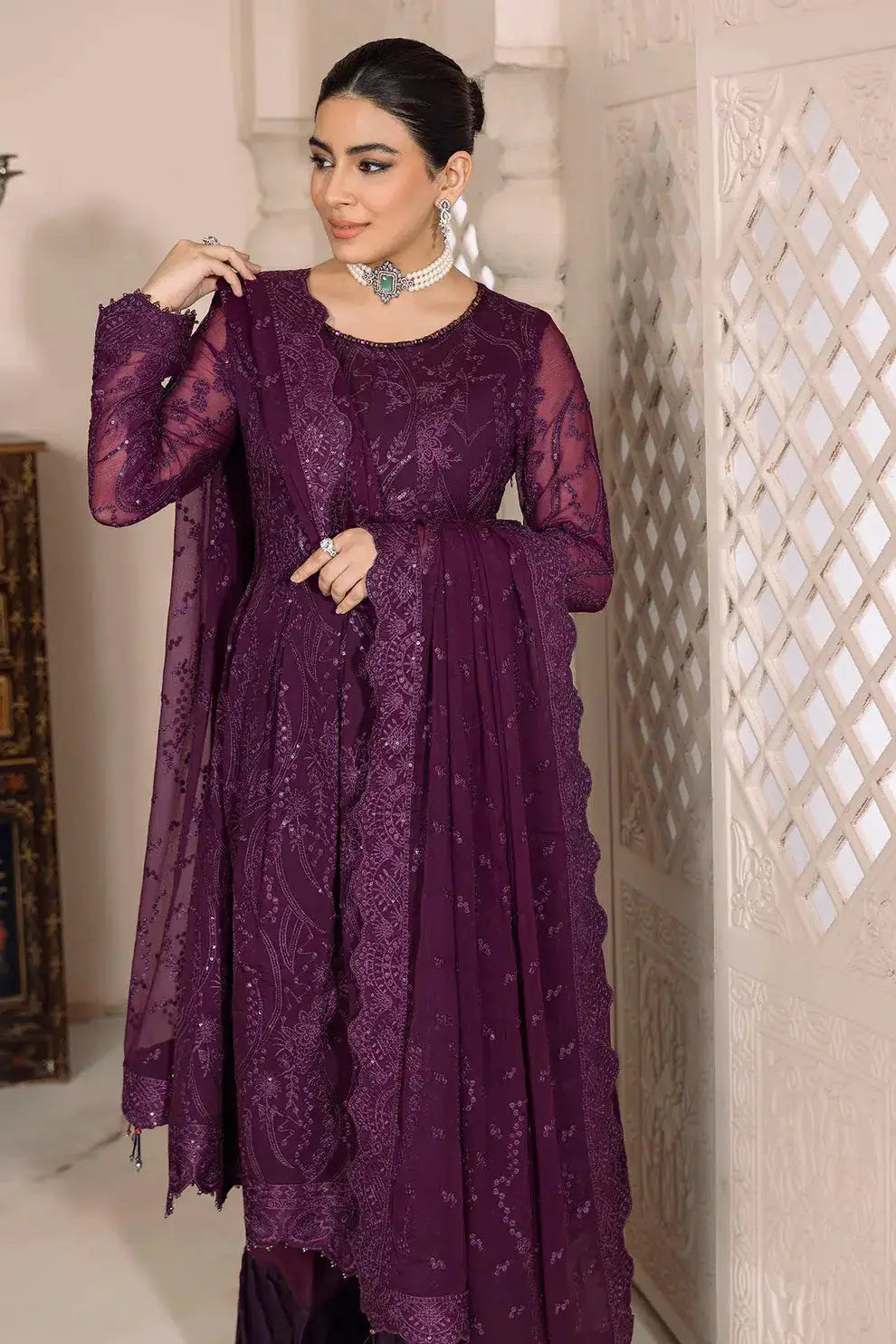 Alizeh | Dua Formals 23 | DUA-V01D03A- SYLVI ( PURPLE ) - Pakistani Designer Dress - by Alizeh | Type: Formal - 100% Original at Saira Sultan