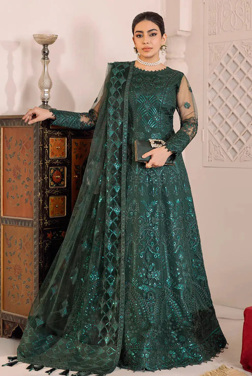 Alizeh | Dua Formals 23 | DUA-V01D05A- RYAN ( GREEN ) - Pakistani Designer Dress - by Alizeh | Type: Formal - 100% Original at Saira Sultan
