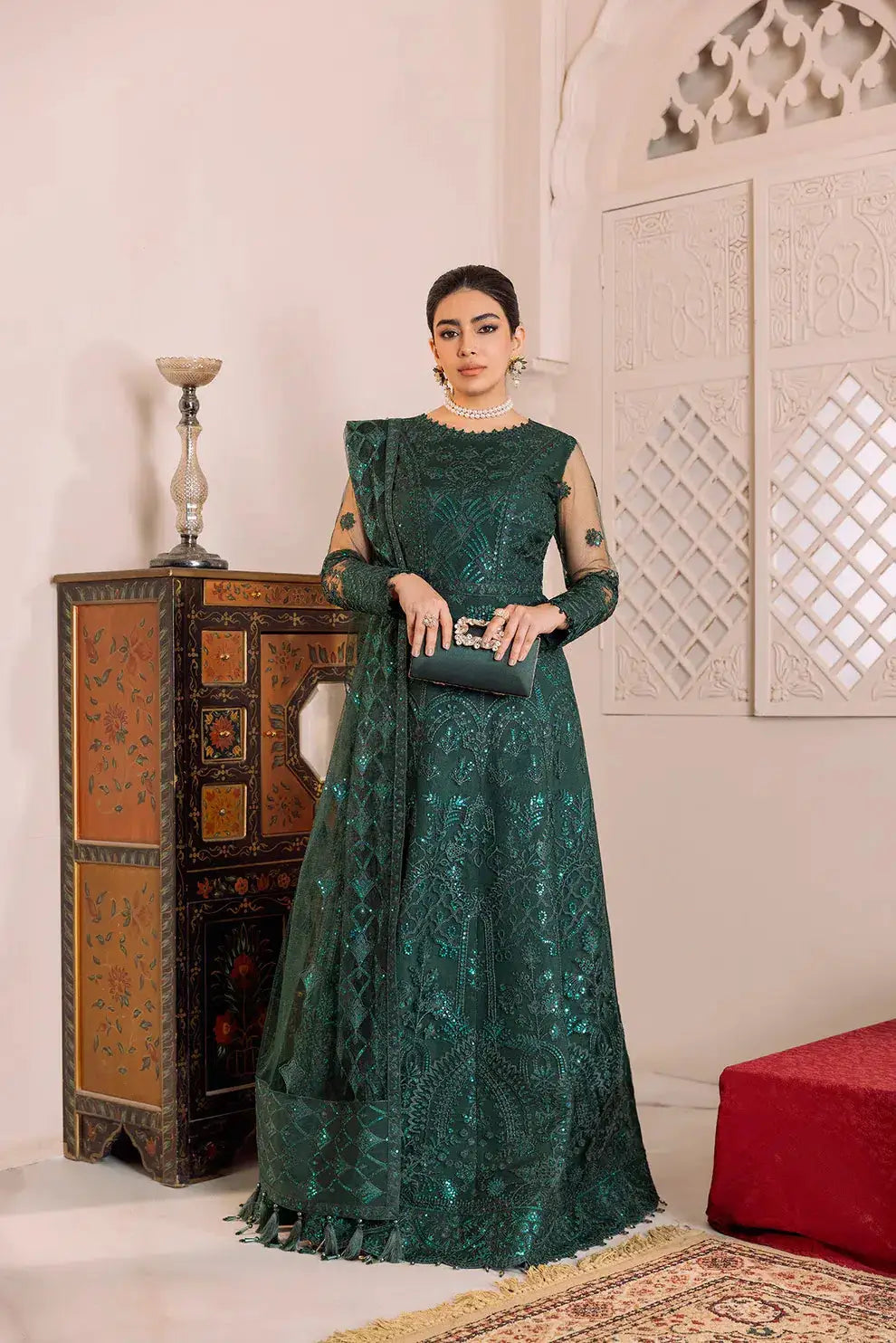 Alizeh | Dua Formals 23 | DUA-V01D05A- RYAN ( GREEN ) - Pakistani Designer Dress - by Alizeh | Type: Formal - 100% Original at Saira Sultan