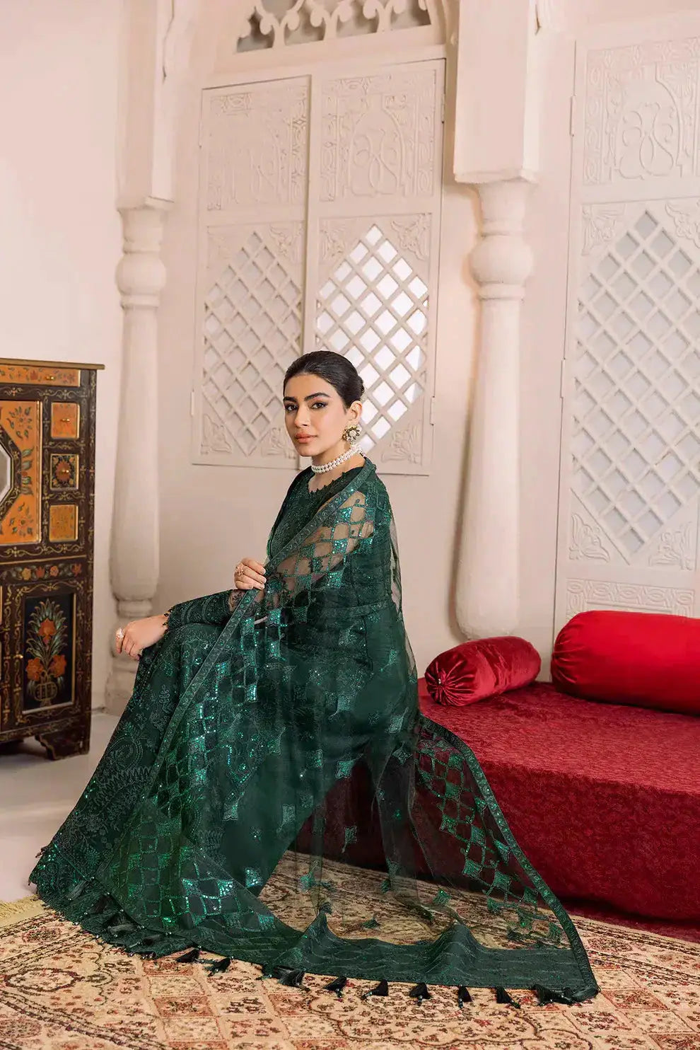 Alizeh | Dua Formals 23 | DUA-V01D05A- RYAN ( GREEN ) - Pakistani Designer Dress - by Alizeh | Type: Formal - 100% Original at Saira Sultan