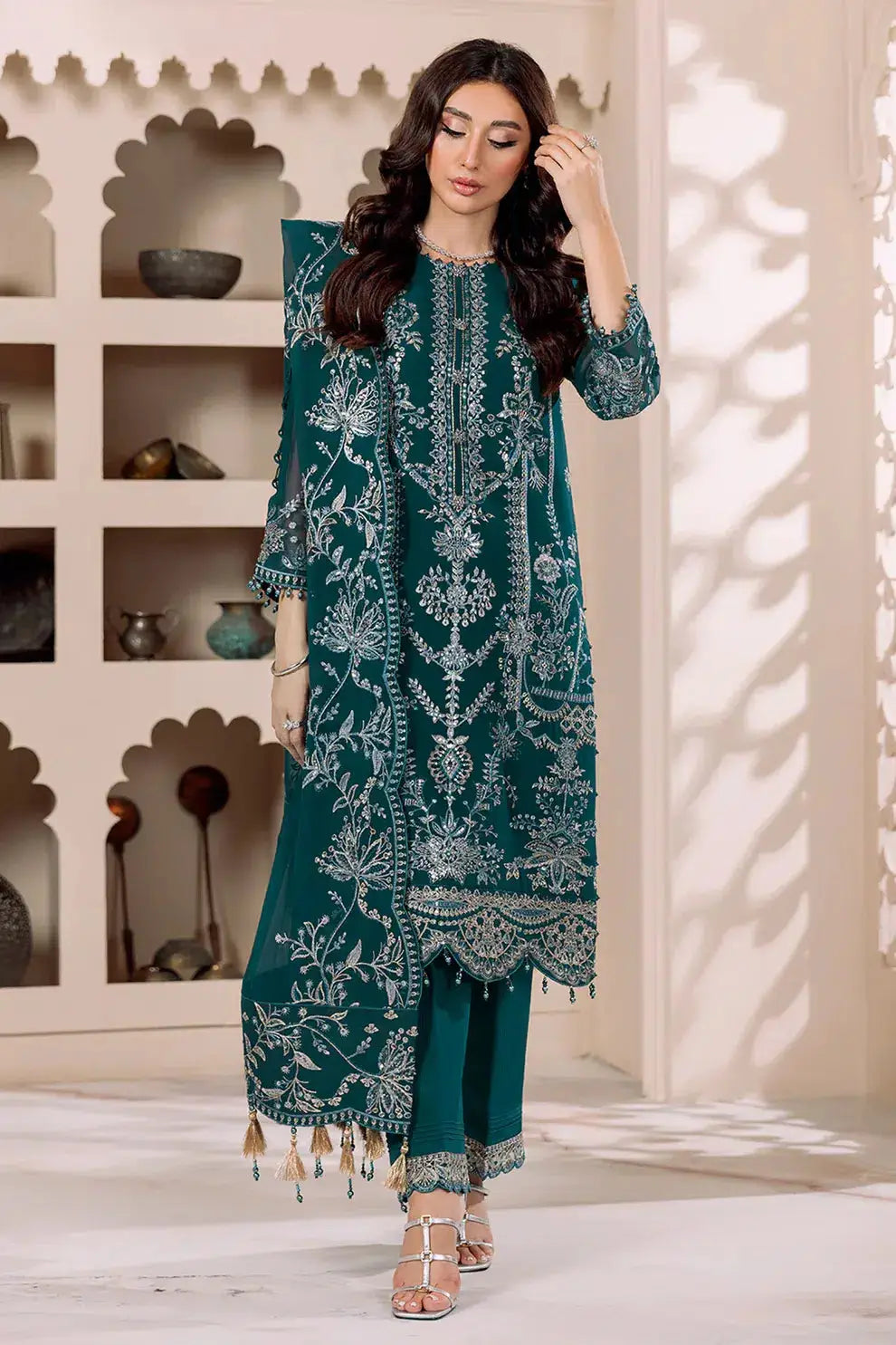 Alizeh | Dua Formals 23 | DUA-V01D02B- LYRA ( ZINC ) - Pakistani Designer Dress - by Alizeh | Type: Formal - 100% Original at Saira Sultan
