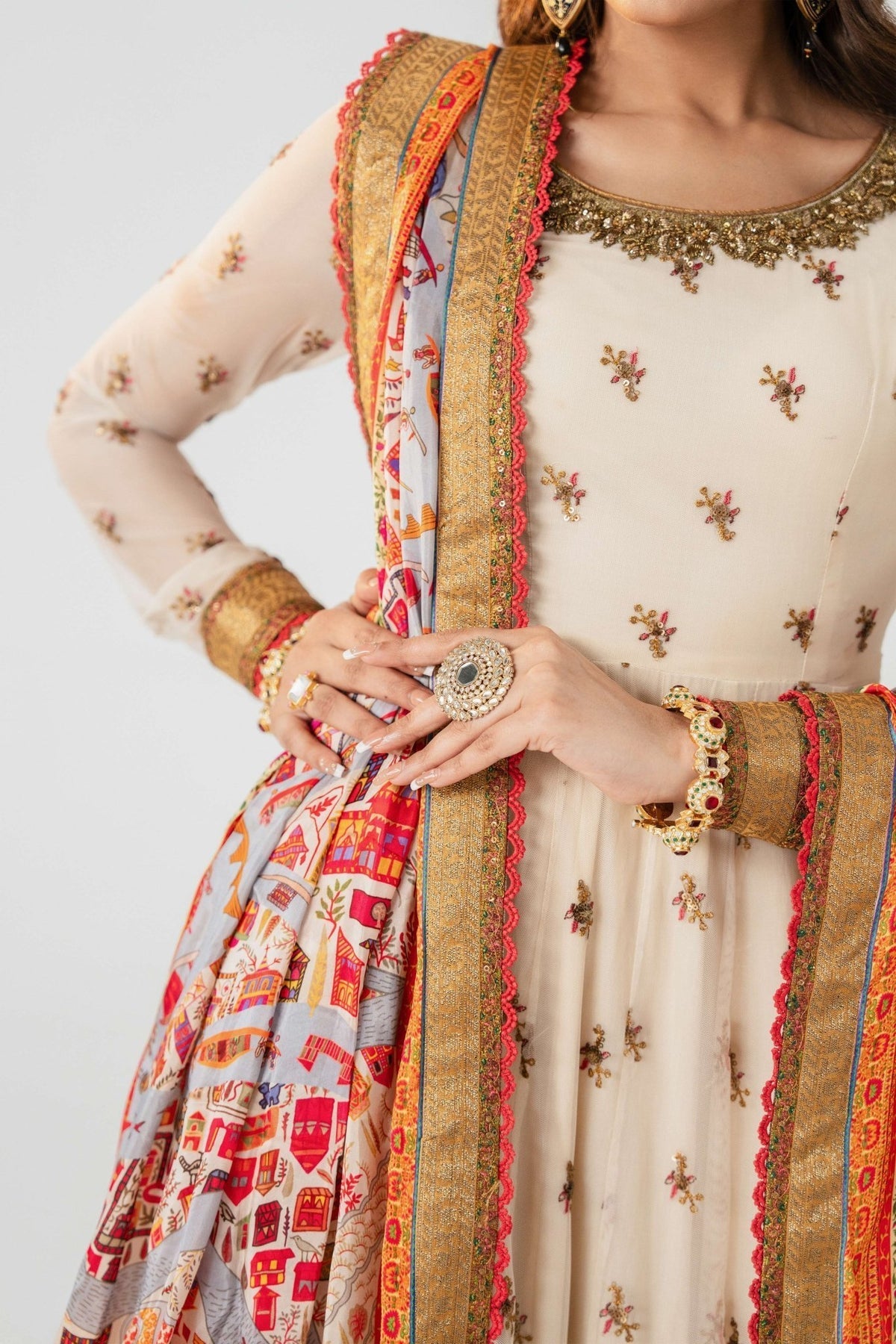 Fahad Hussayn | Jalsa Ghar | Angora Custom Size Ivory Lawn