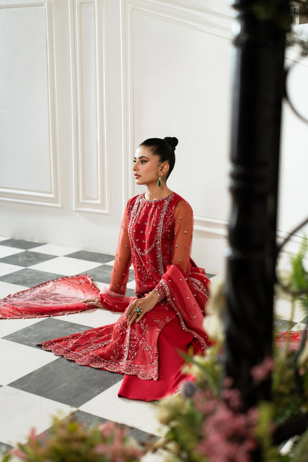 Azzal | Mishri Formals | Bahar L Net Electric Red