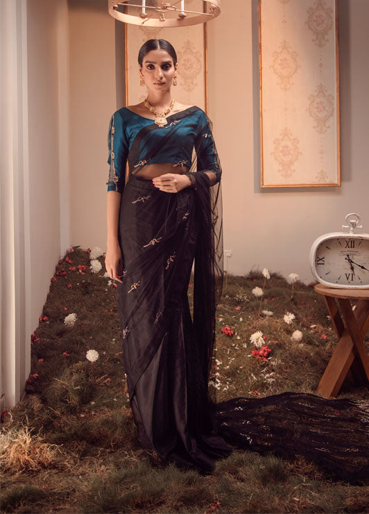 Ayesha and Usman | Celestial Night | Fauve XS Teal Raw Silk