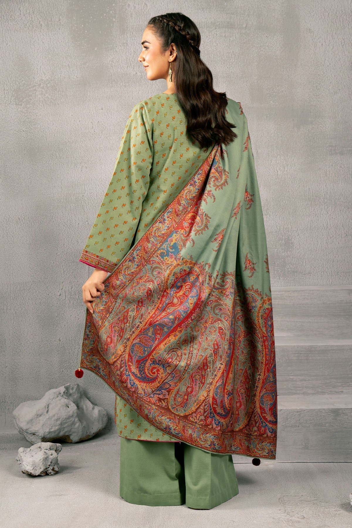 Kayseria | Winter Khaddar 24 | C6055 S Pistachio Green Slub Khaddar
