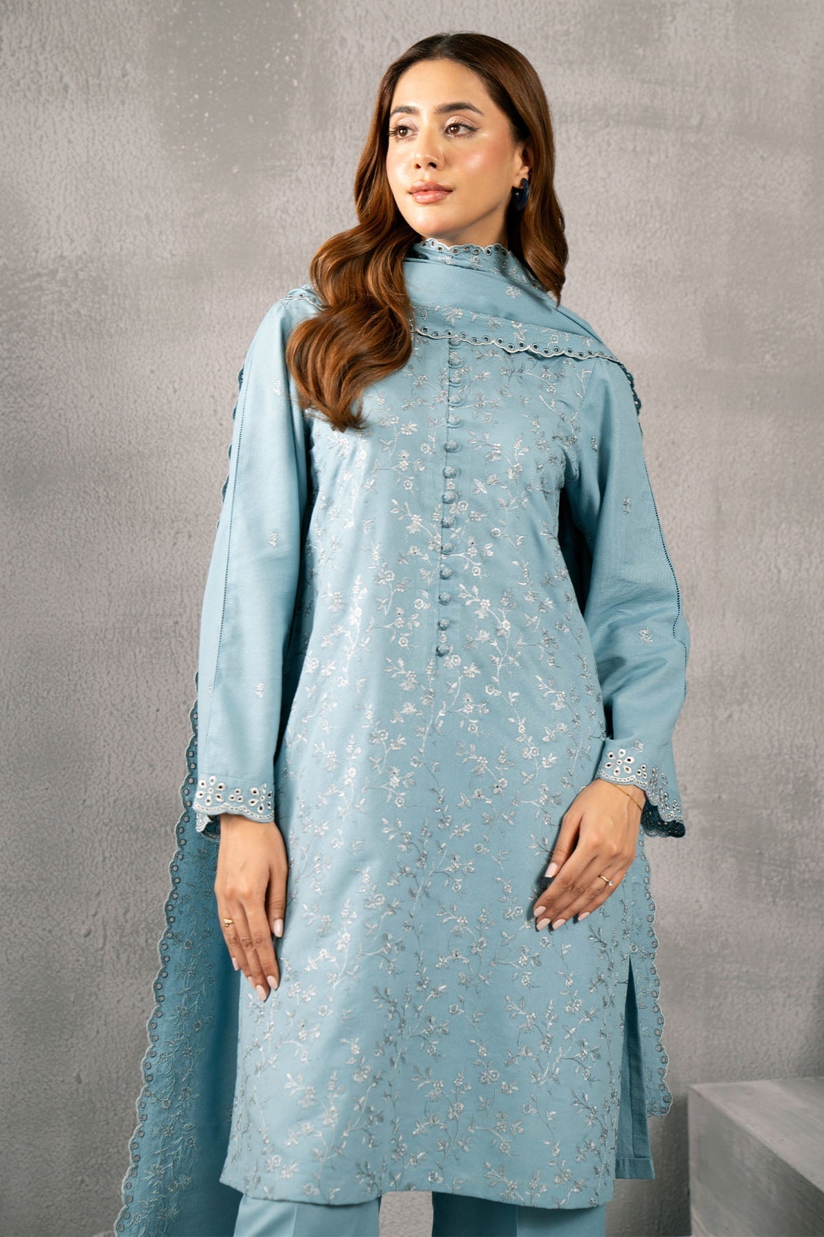 Kayseria | Winter Khaddar 24 | C6075 L Sky Blue Viscose Karandi