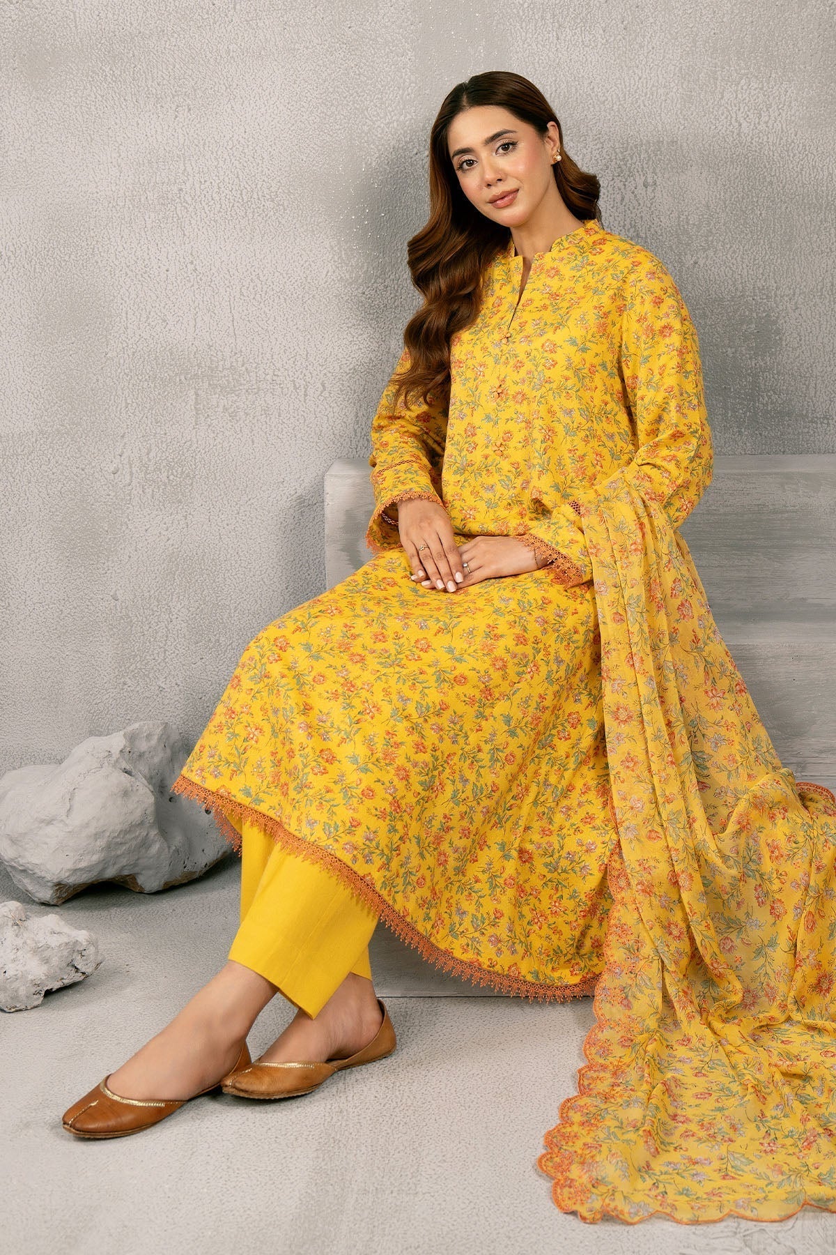 Kayseria | Winter Khaddar 24 | C6079-1 L Yellow Viscose Karandi