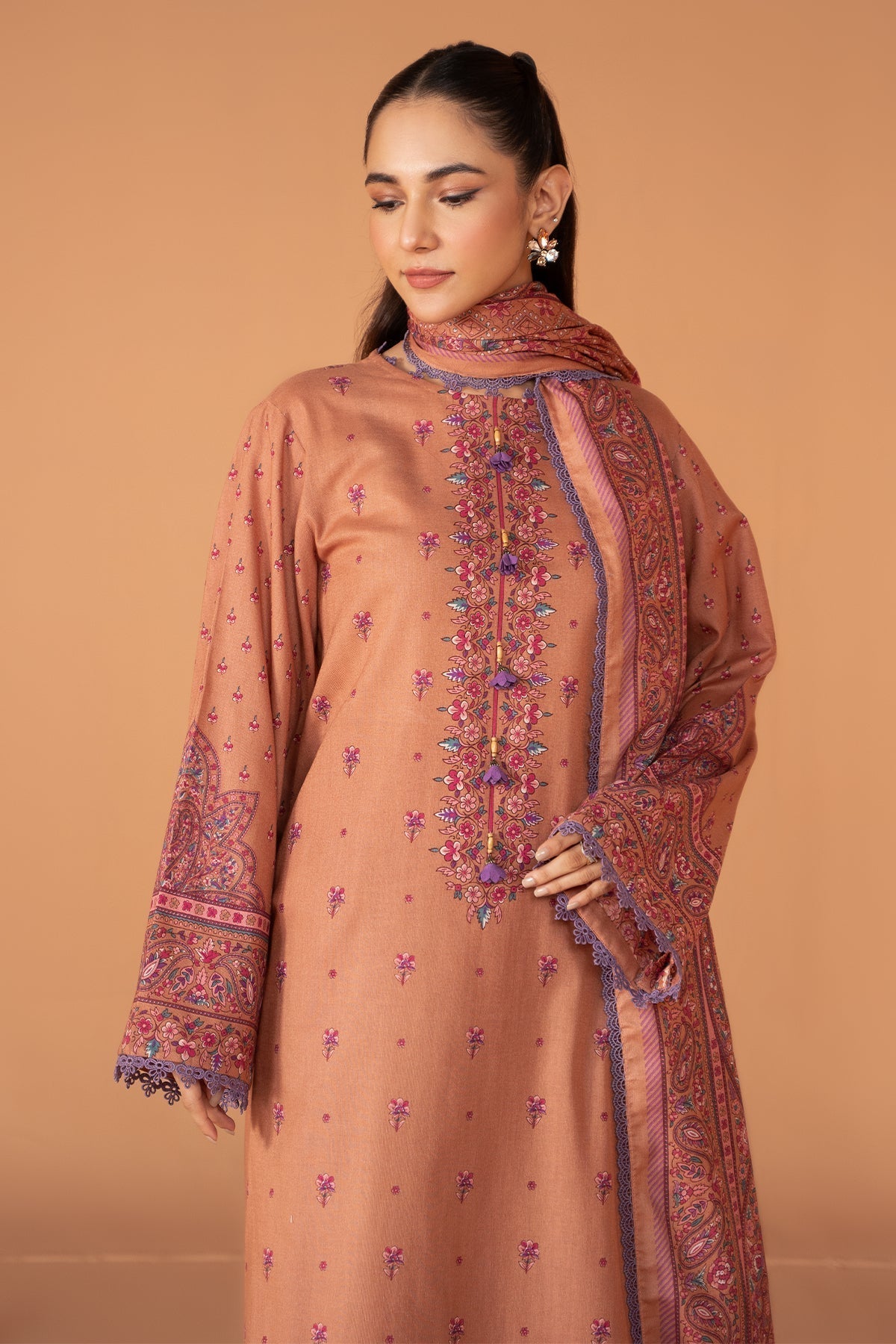 Kayseria | Winter Khaddar 24 | C6034 L Peach Pink Khaddar