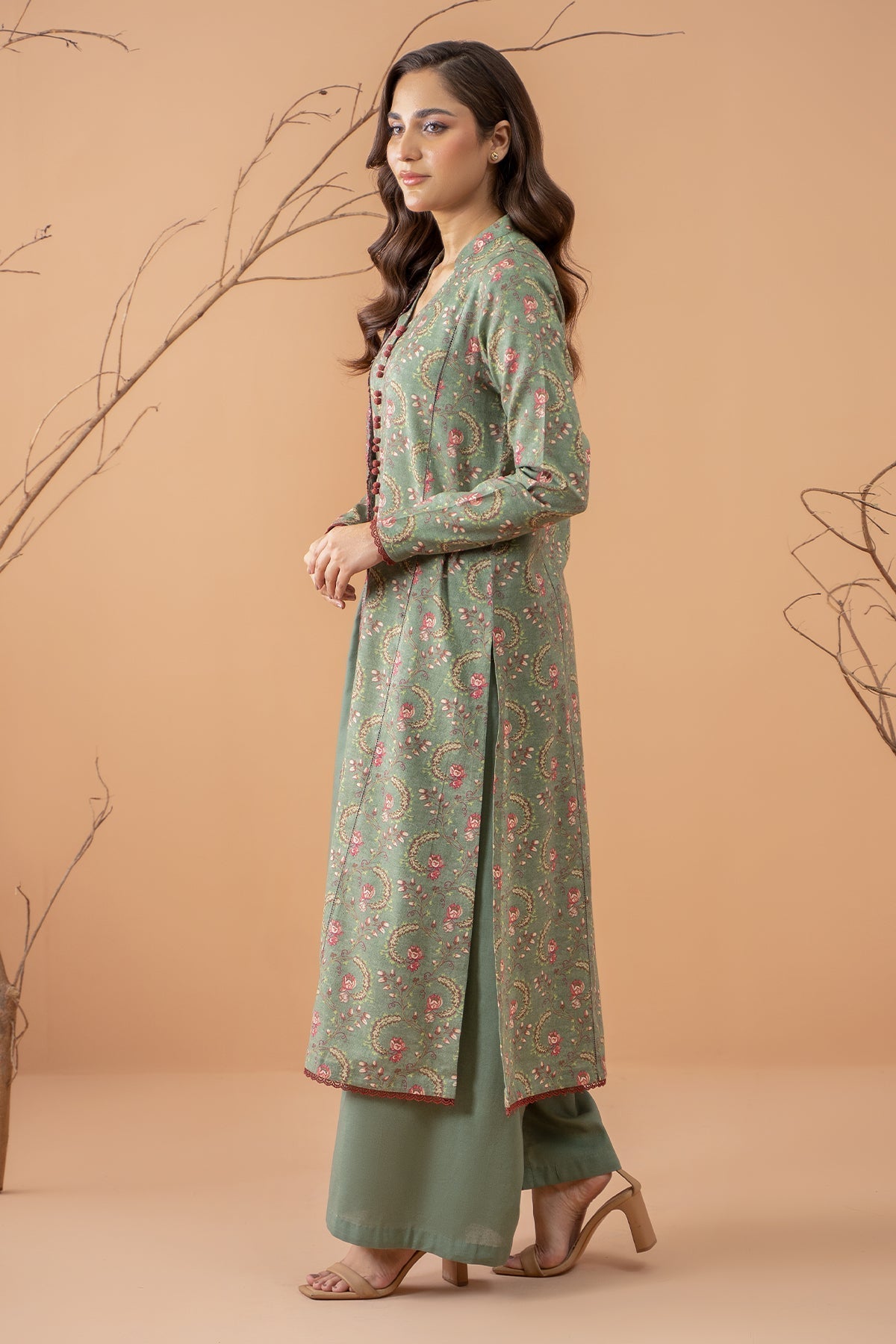 Kayseria | Winter Khaddar 24 | C6050-2 Custom Size Pistachio Green Khaddar
